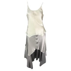 S/S 2004 Yves Saint Laurent by Tom Ford Runway Silver Creme Satin Maxi Dress