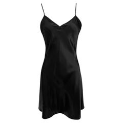 1990s Sonia Rykiel Black Satin Flare Mini Slip Dress