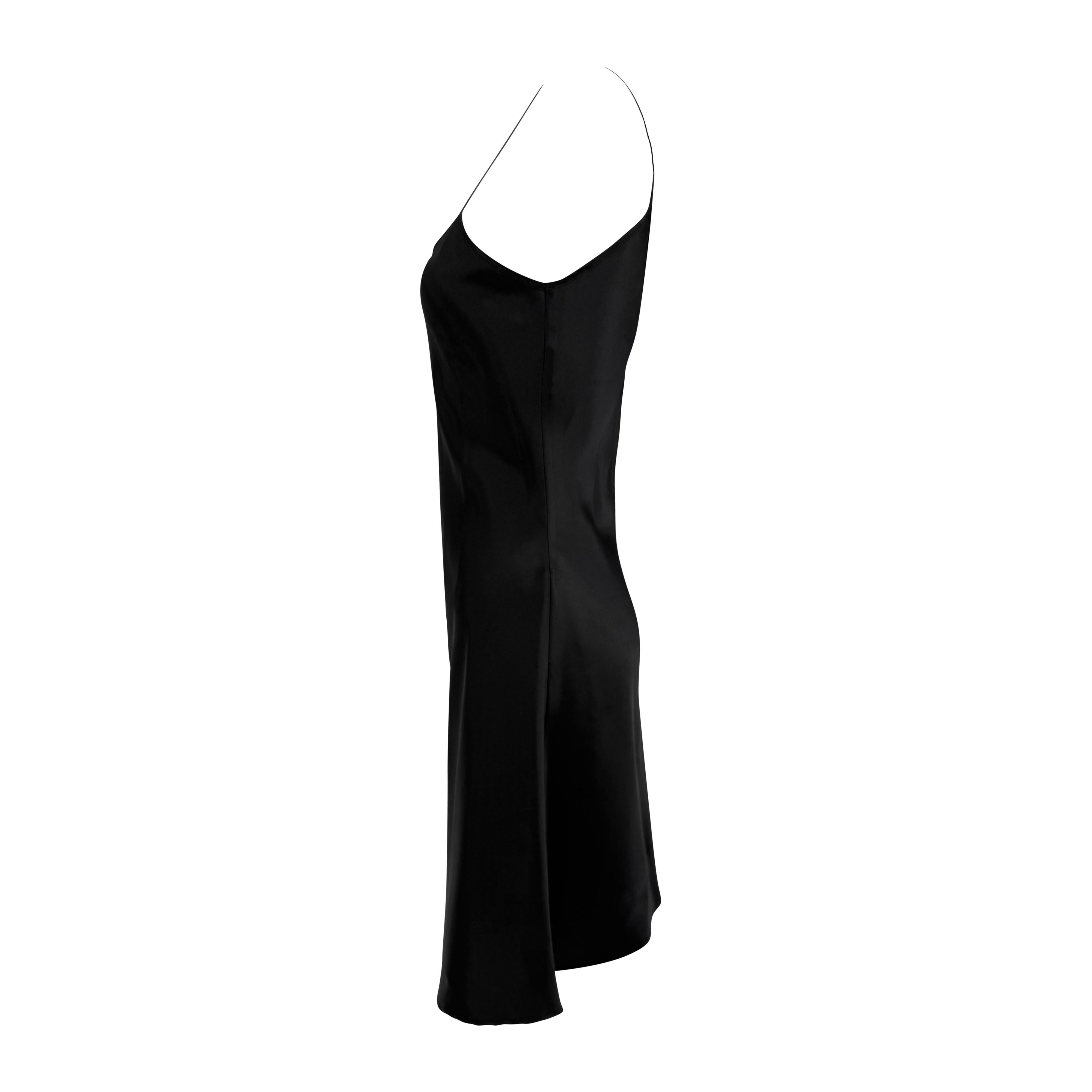 Noir 1990 Sonia Rykiel Mini robe évasée en satin noir en vente