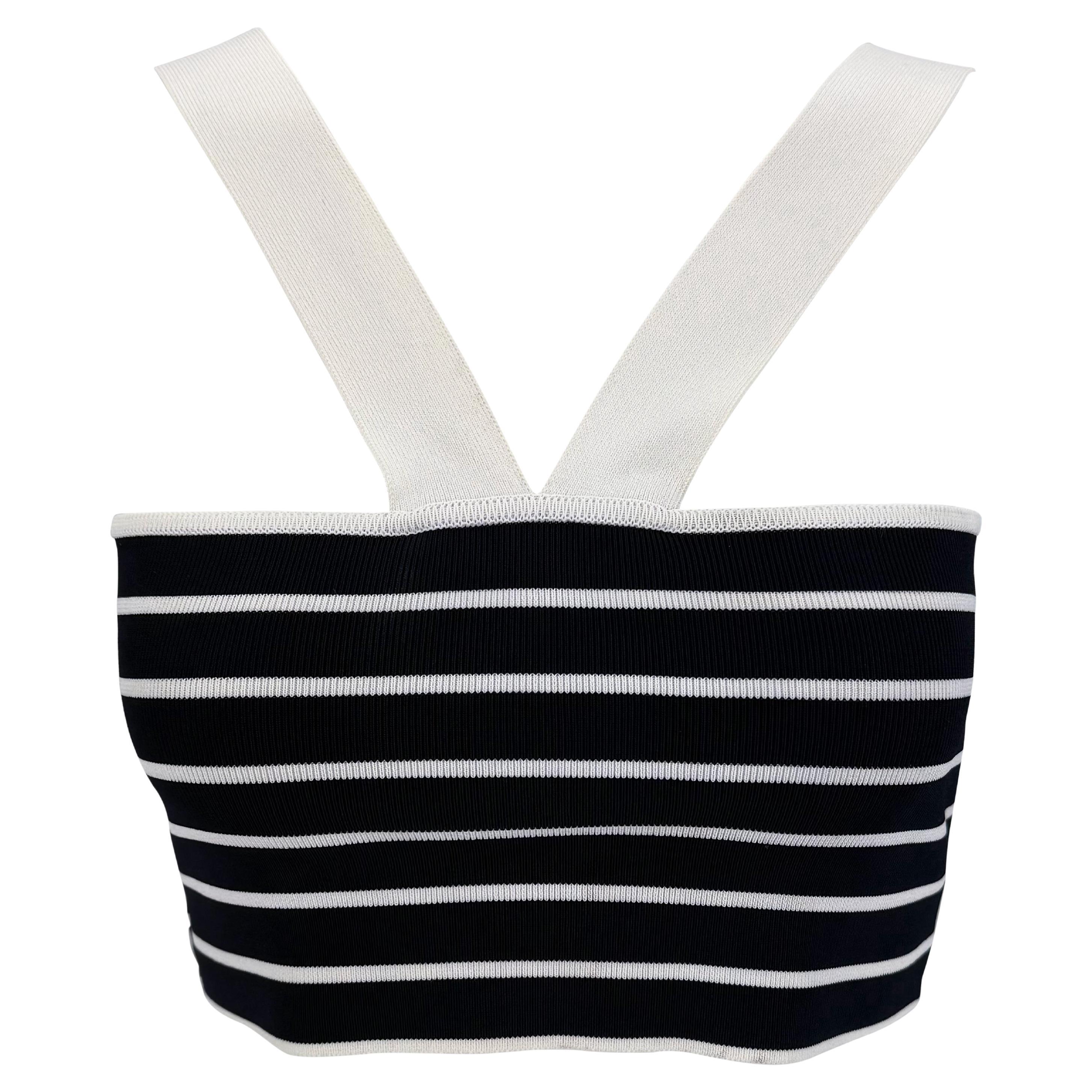 S.S. 1996 Ralph Lauren Runway Navy White Stripe Crop Top in vendita