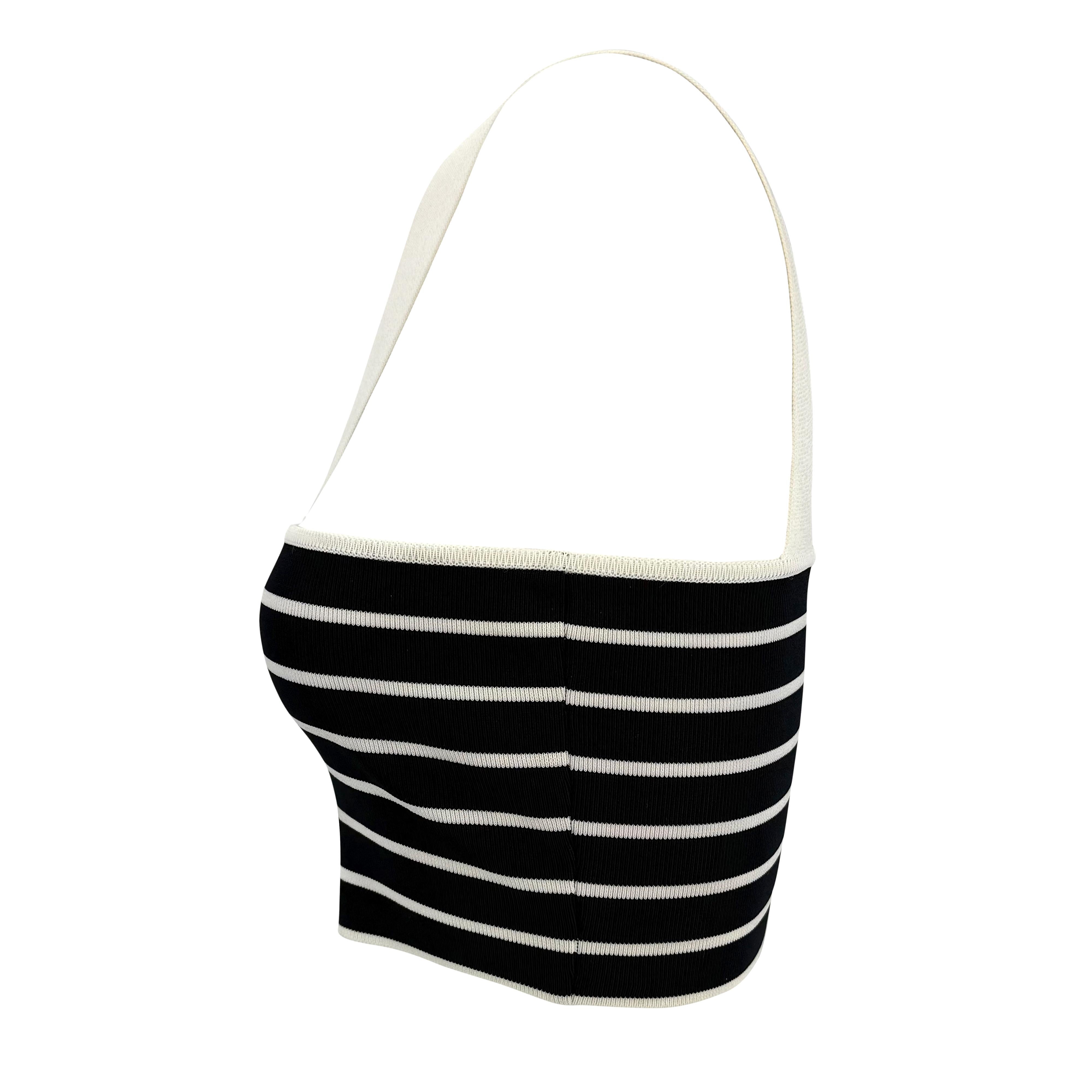 Donna S.S. 1996 Ralph Lauren Runway Navy White Stripe Crop Top in vendita
