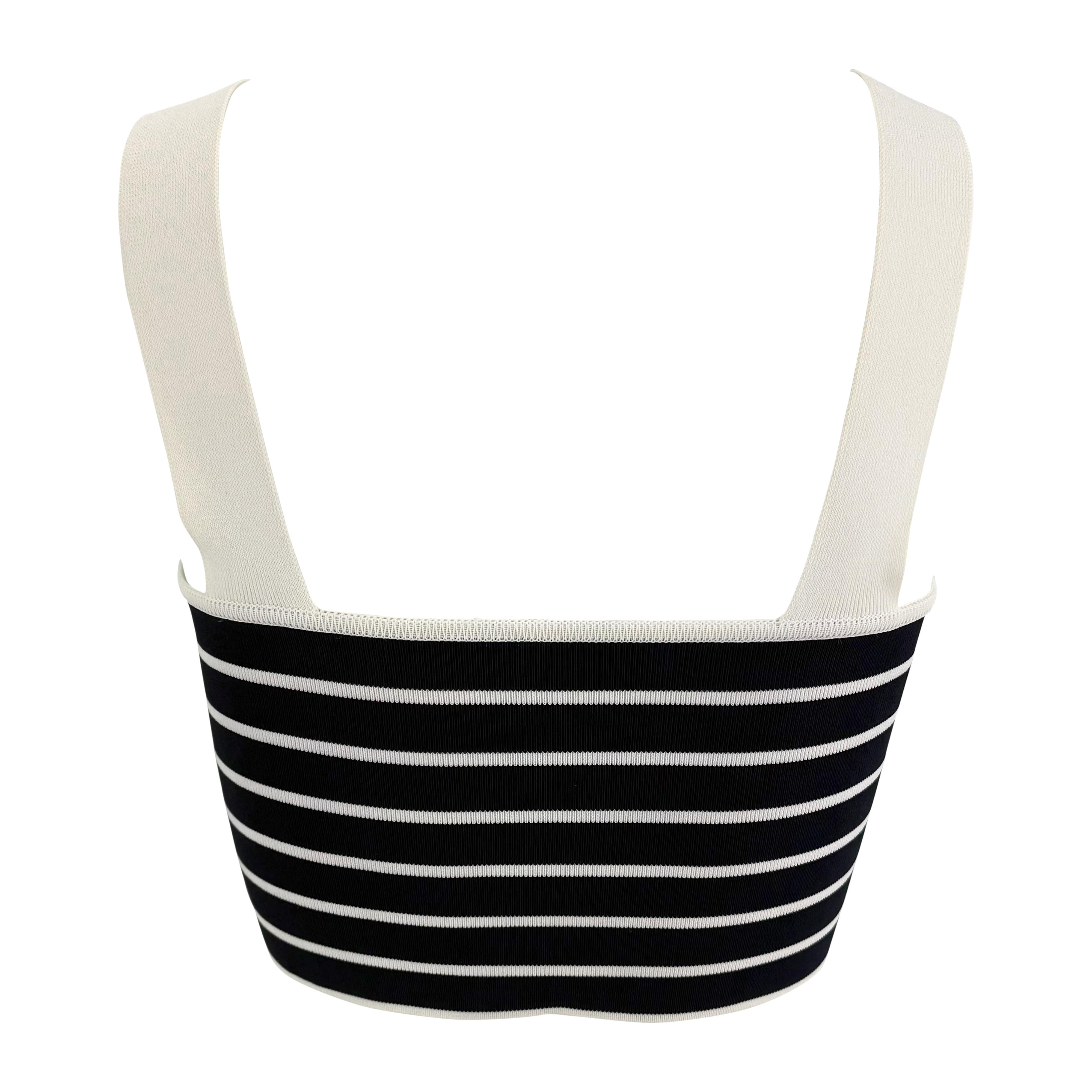 S.S. 1996 Ralph Lauren Runway Navy White Stripe Crop Top in vendita 1