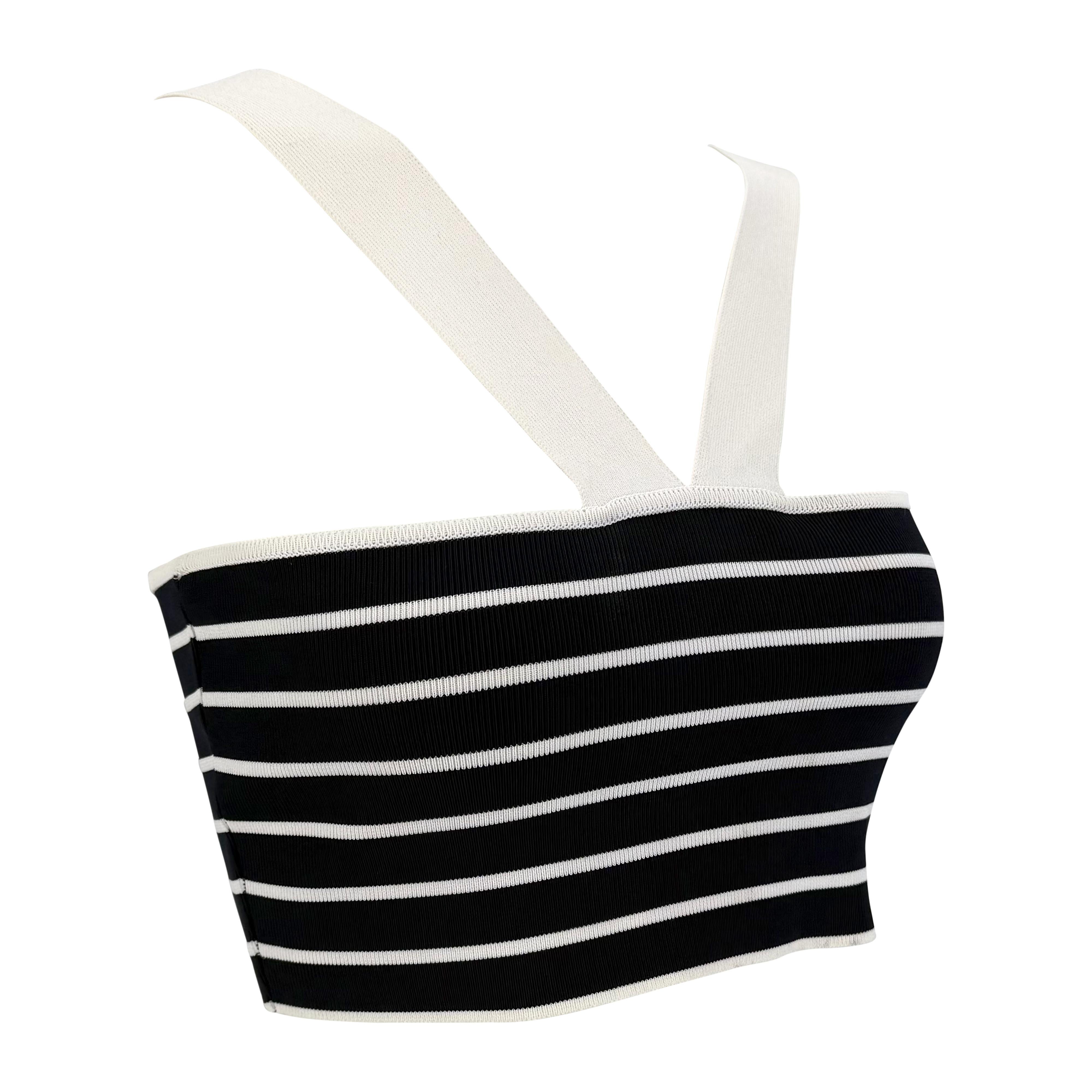 S.S. 1996 Ralph Lauren Runway Navy White Stripe Crop Top in vendita 3