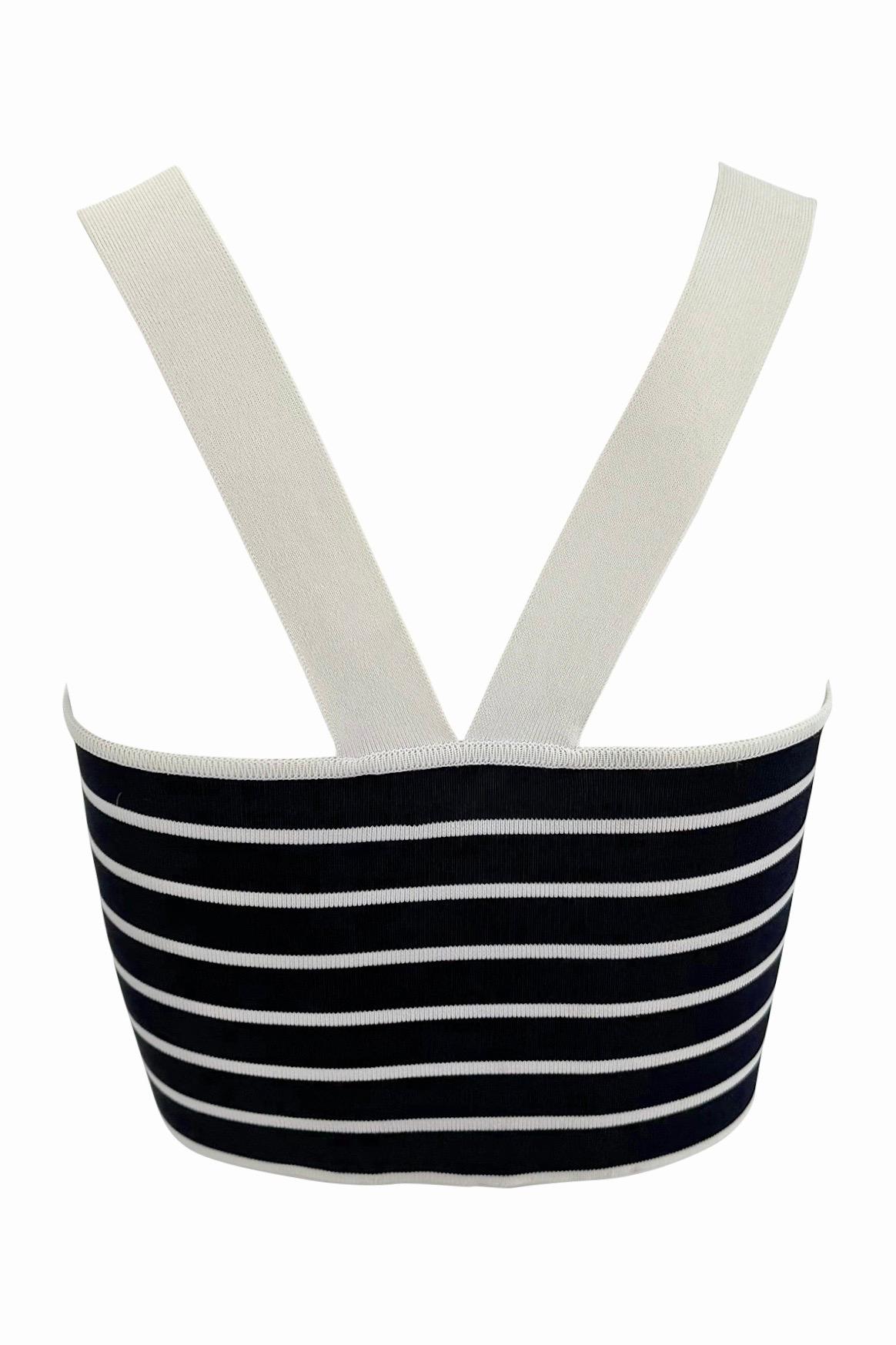S.S. 1996 Ralph Lauren Runway Navy White Stripe Crop Top in vendita 5