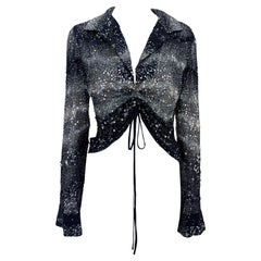 S/S 2000 Randolph Duke Runway Sequin Sheer Tie Dye Drawsting Plunging Crop Top