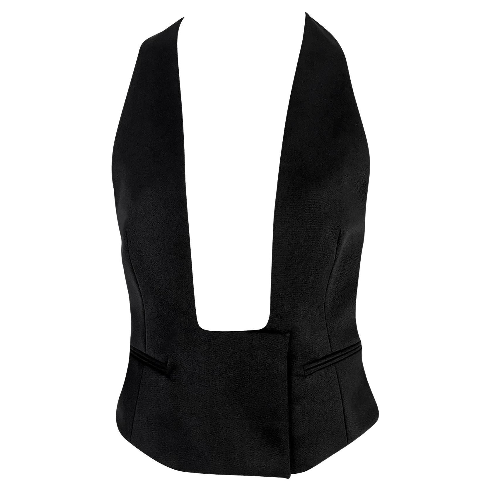 S/S 2001 Yves Saint Laurent by Tom Ford Runway Debut Plunging Black Tuxedo Vest