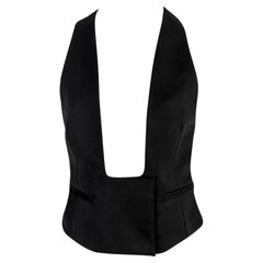 S/S 2001 Yves Saint Laurent by Tom Ford Runway Debut Plunging Black Tuxedo Vest