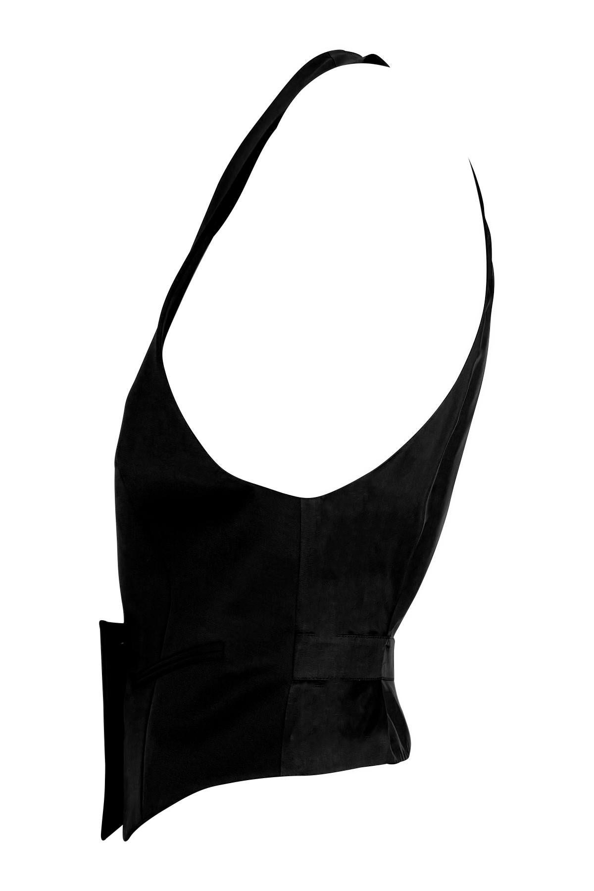 S/S 2001 Yves Saint Laurent by Tom Ford Runway Debut Plunging Black Tuxedo Vest Excellent état - En vente à West Hollywood, CA
