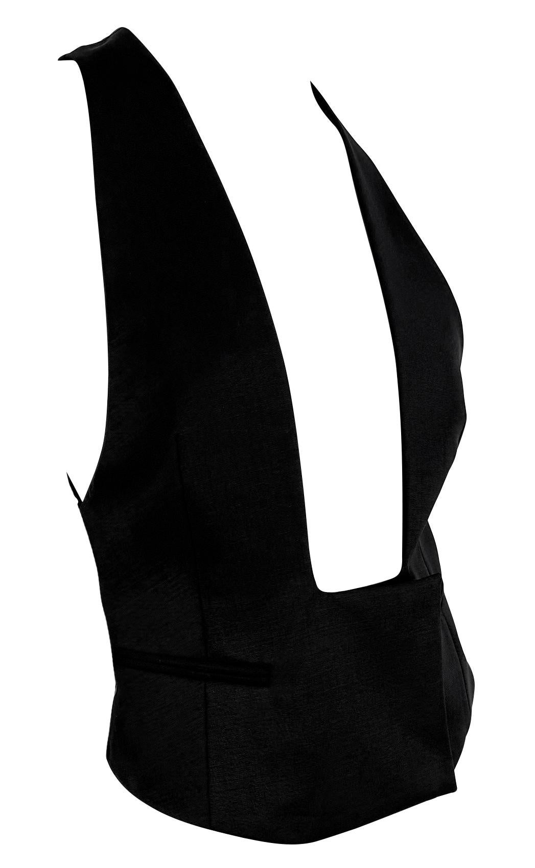 S/S 2001 Yves Saint Laurent by Tom Ford Runway Debut Plunging Black Tuxedo Vest en vente 2