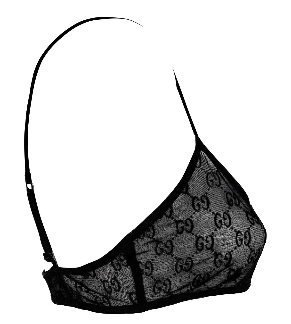 S/S 1998 Gucci by Tom Ford Runway Sheer Black Mesh Velvet GG Crop Top Bralette in vendita 4
