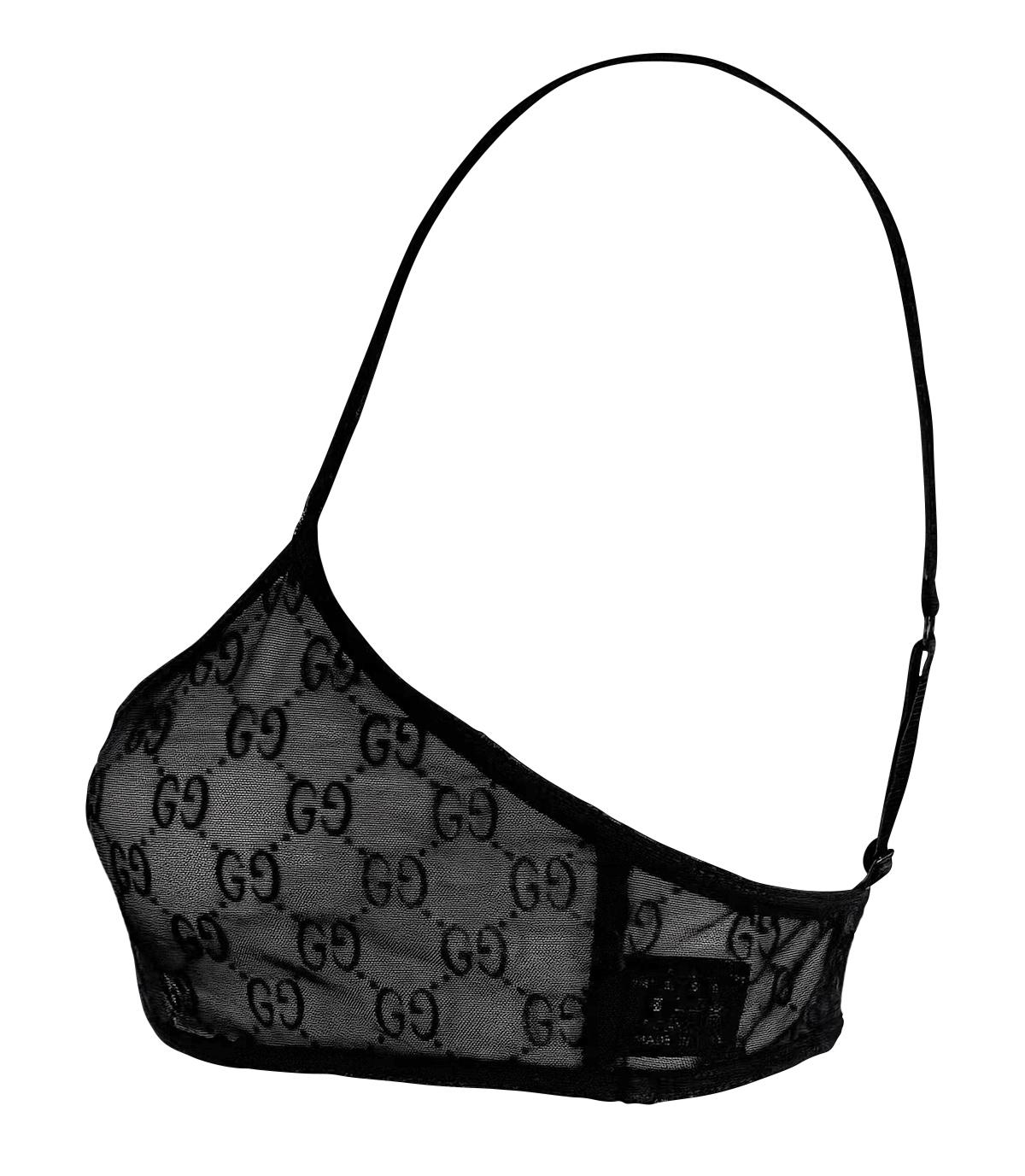 S/S 1998 Gucci by Tom Ford Runway Sheer Black Mesh Velvet GG Crop Top Bralette in vendita 2