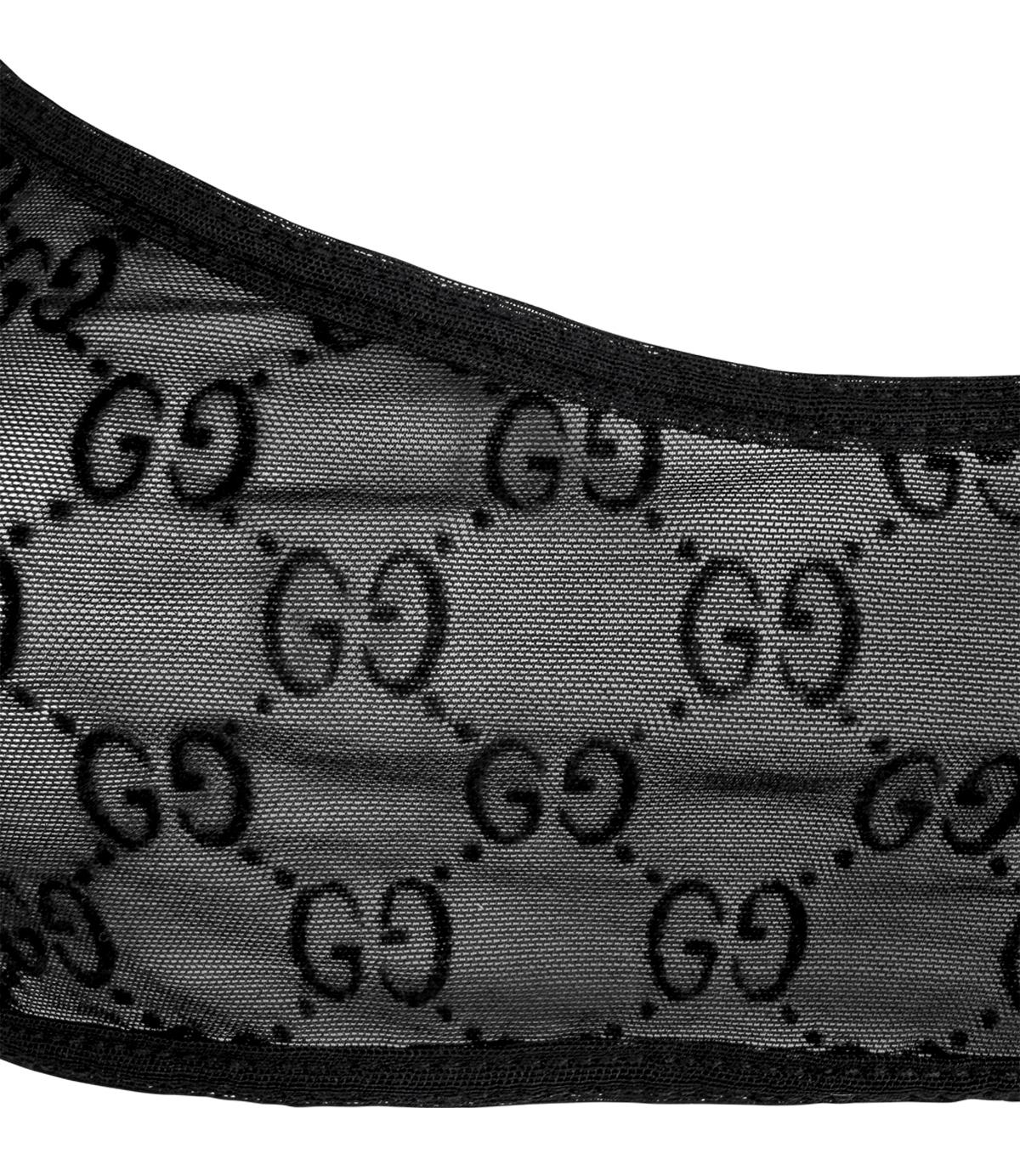 S/S 1998 Gucci by Tom Ford Runway Sheer Black Mesh Velvet GG Crop Top Bralette in vendita 6