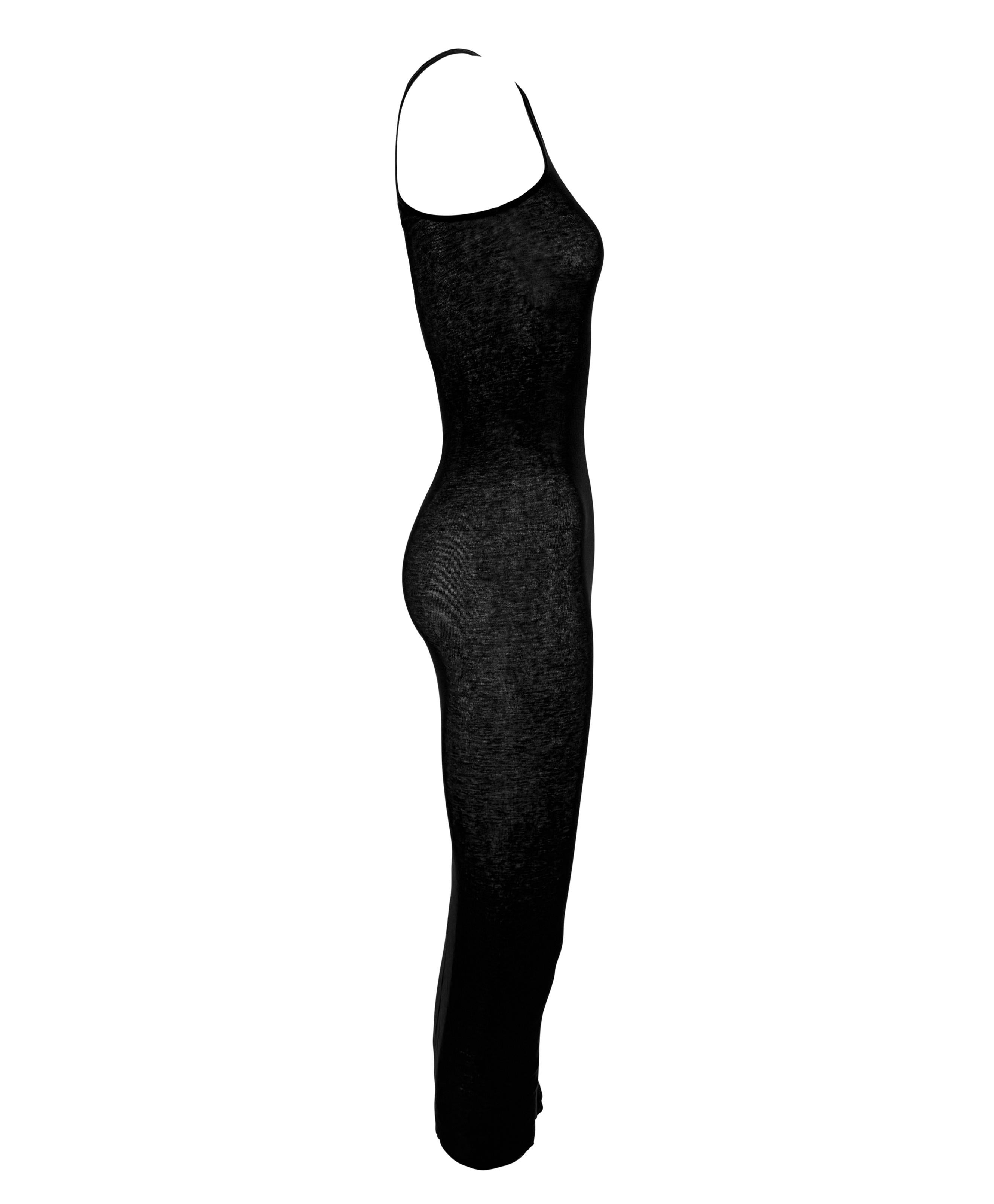 Donna Maxi abito in jersey elasticizzato nero trasparente 