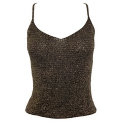 F/W 2000 Ralph Lauren Runway Heavily Beaded Bronze Sheer Knit Cami Tank Top