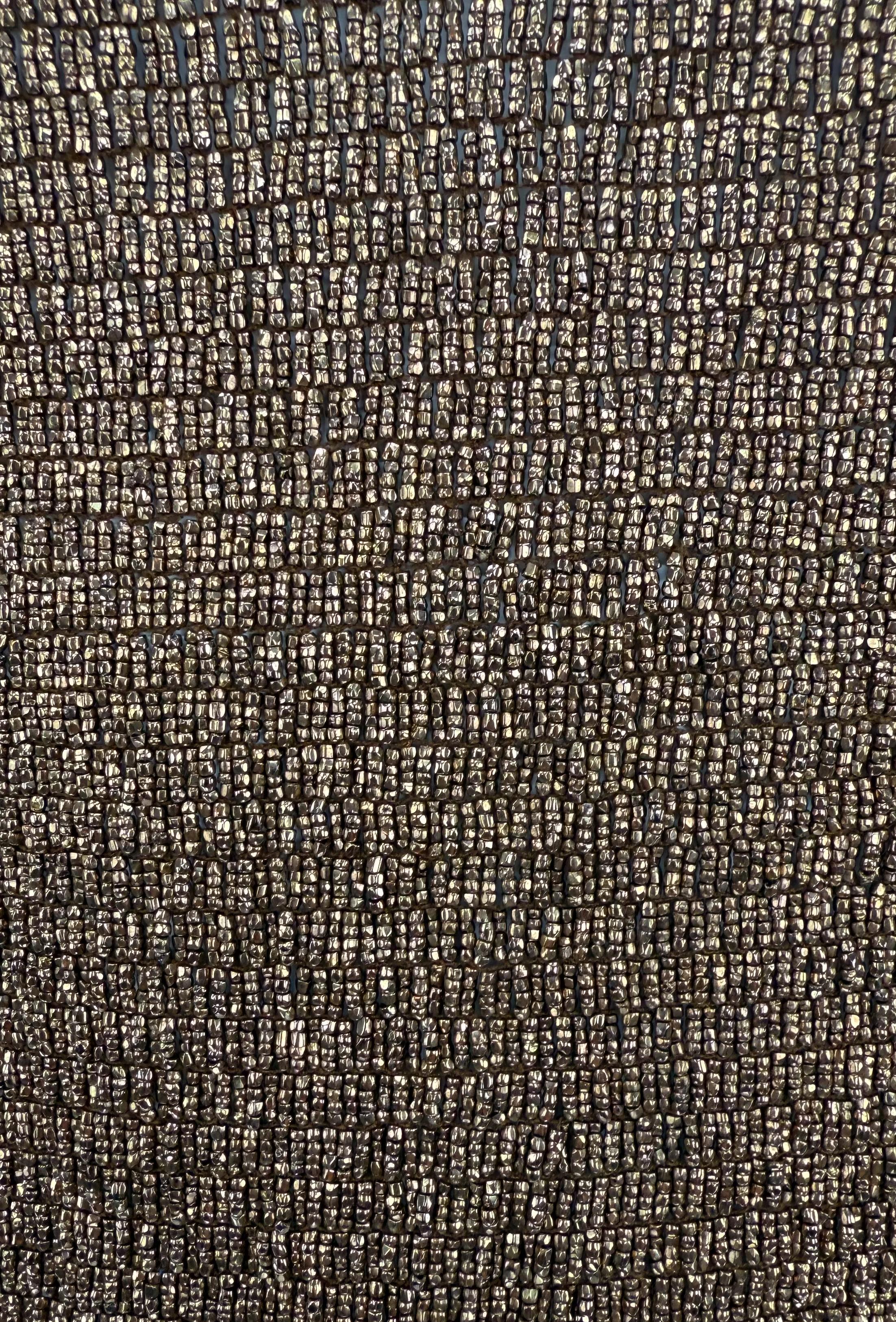 Nero A/I 2000 Ralph Lauren - Canotta Cami in maglia trasparente con perline in bronzo in vendita