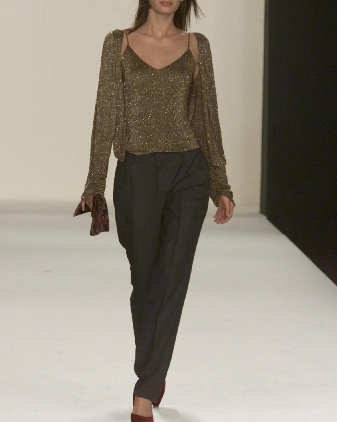A/I 2000 Ralph Lauren - Canotta Cami in maglia trasparente con perline in bronzo In condizioni ottime in vendita a West Hollywood, CA