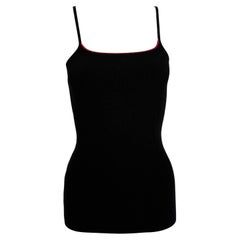 Late 1990s Dolce & Gabbana Black Ribbed Knit Red Trim Tank Top