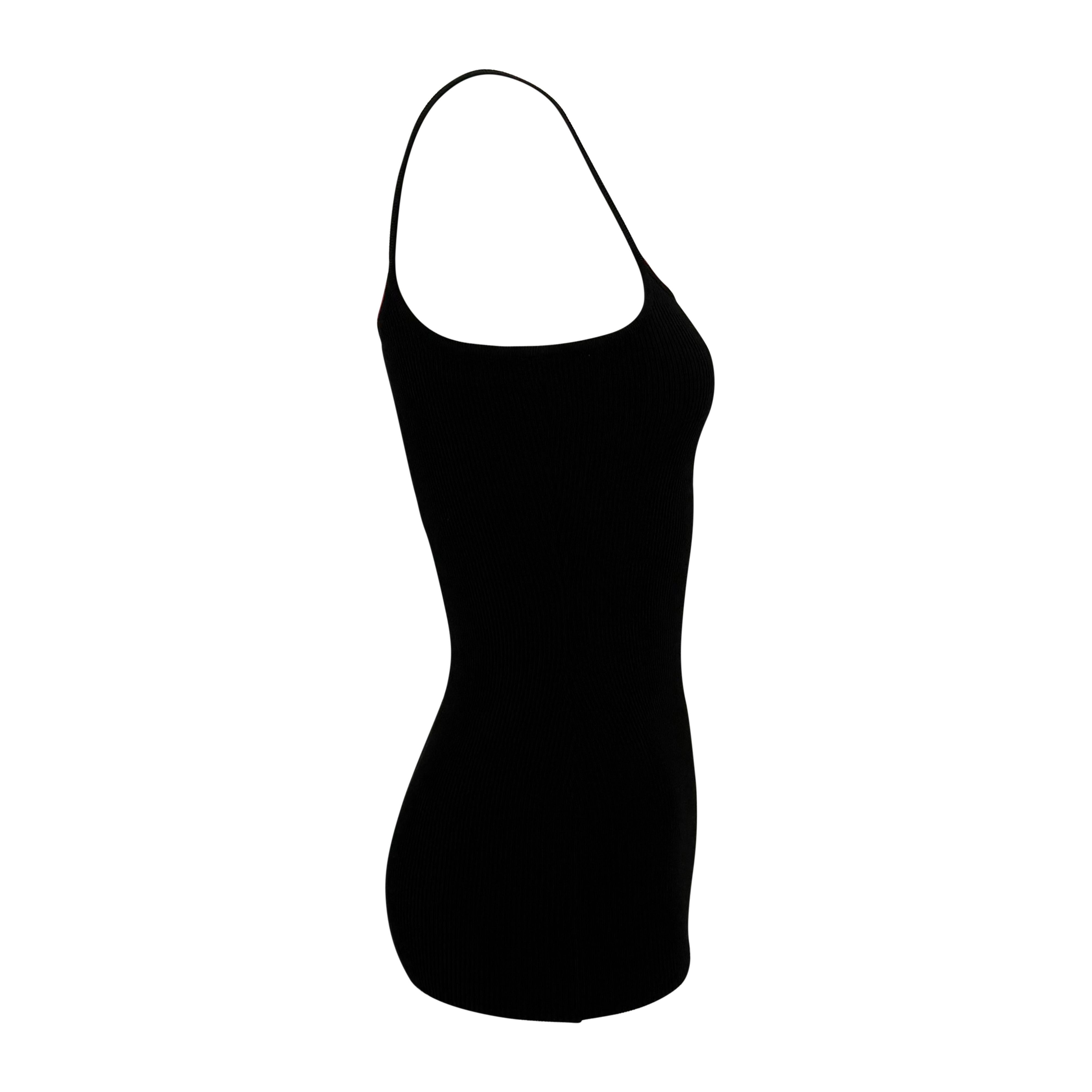 Canotta fine anni '90 Dolce & Gabbana in maglia nera a coste con bordi rossi in vendita 1