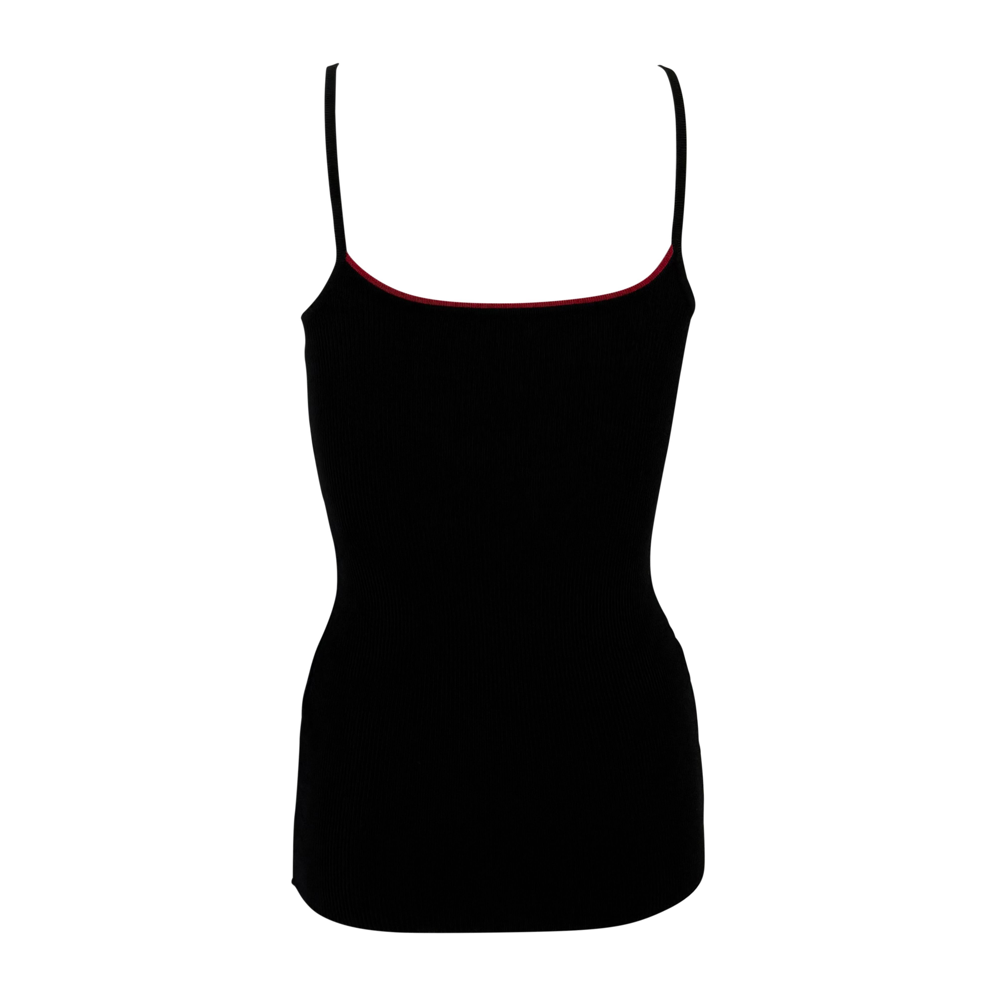 da uomo o donna Canotta fine anni '90 Dolce & Gabbana in maglia nera a coste con bordi rossi in vendita
