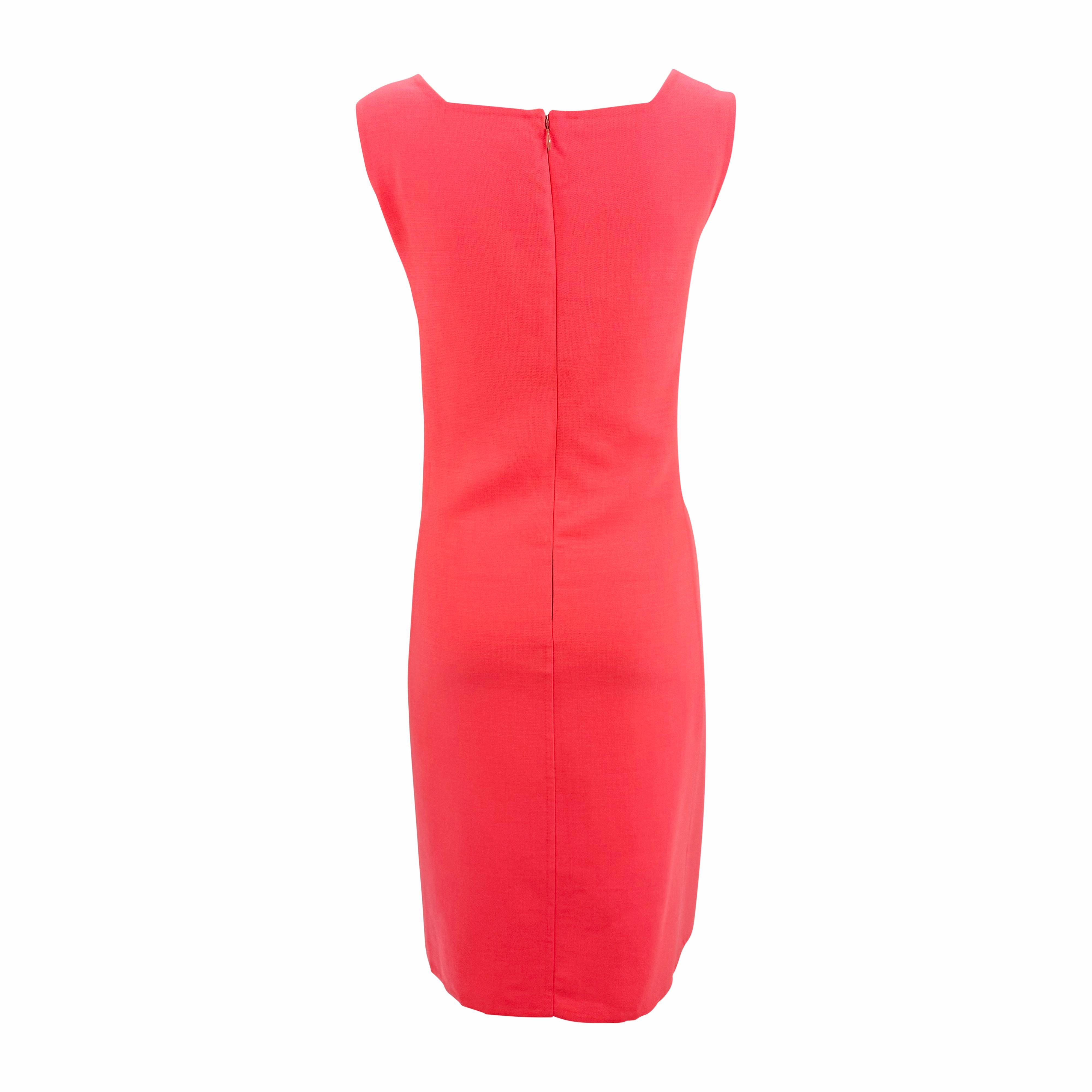 A/I 1996 Donna Karan Runway Rosa Brillante Abito soprabito in lana elasticizzata In condizioni ottime in vendita a West Hollywood, CA