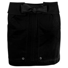S/S 2003 Gucci by Tom Ford Minifalda con cinturón de seda y sarga de algodón negra