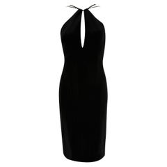 NWT F/W 2004 Versace by Donatella Runway Schwarzes Bleistiftkleid aus Wolle mit Nieten