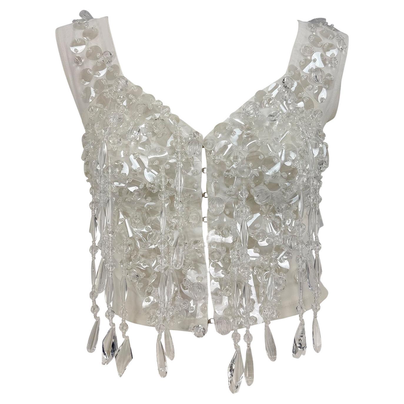 P/E 1990 Dolce & Gabbana Top bustier con frange e cristalli in vendita