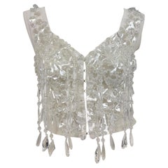 P/E 1990 Dolce & Gabbana Top bustier con frange e cristalli