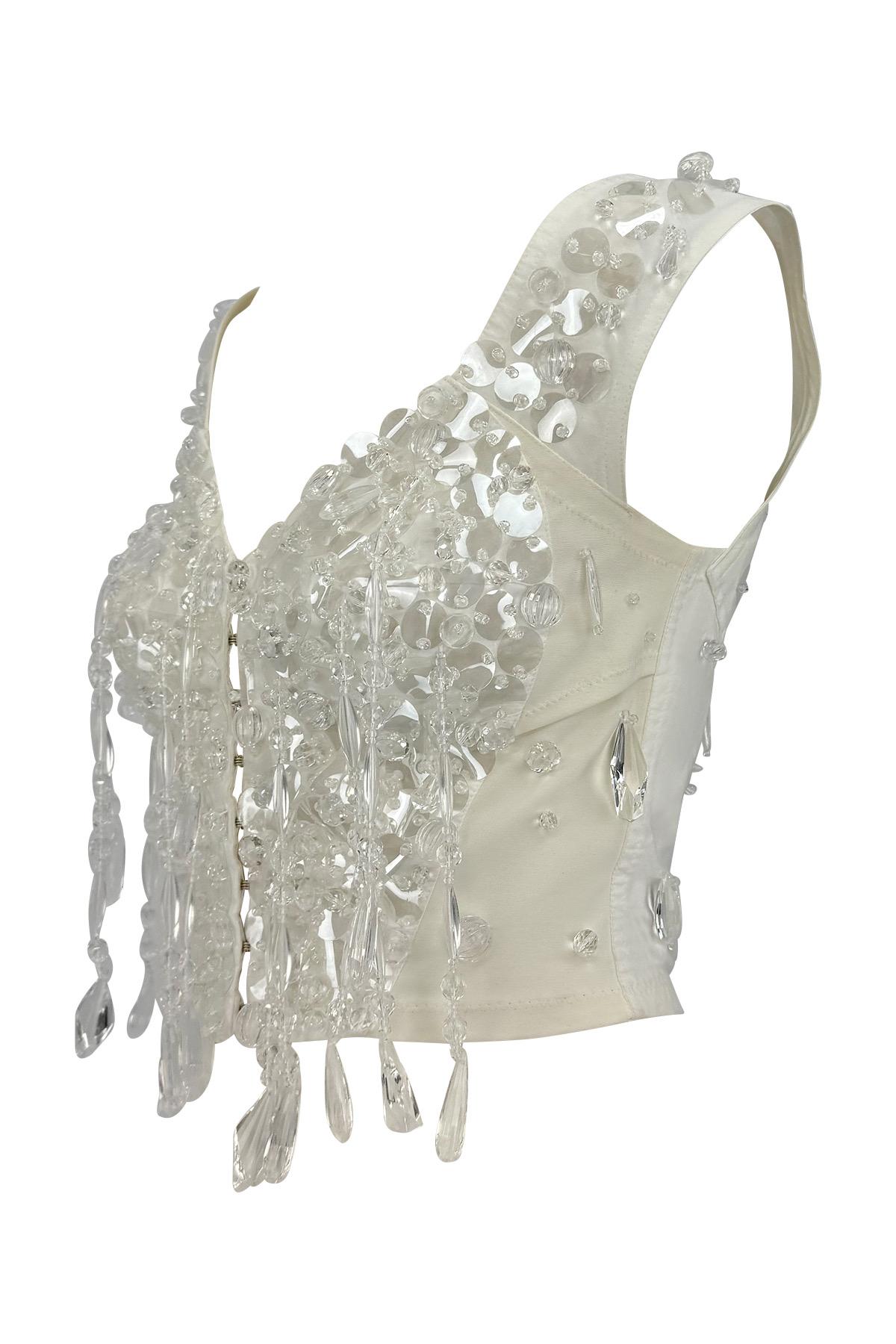P/E 1990 Dolce & Gabbana Top bustier con frange e cristalli In condizioni buone in vendita a West Hollywood, CA