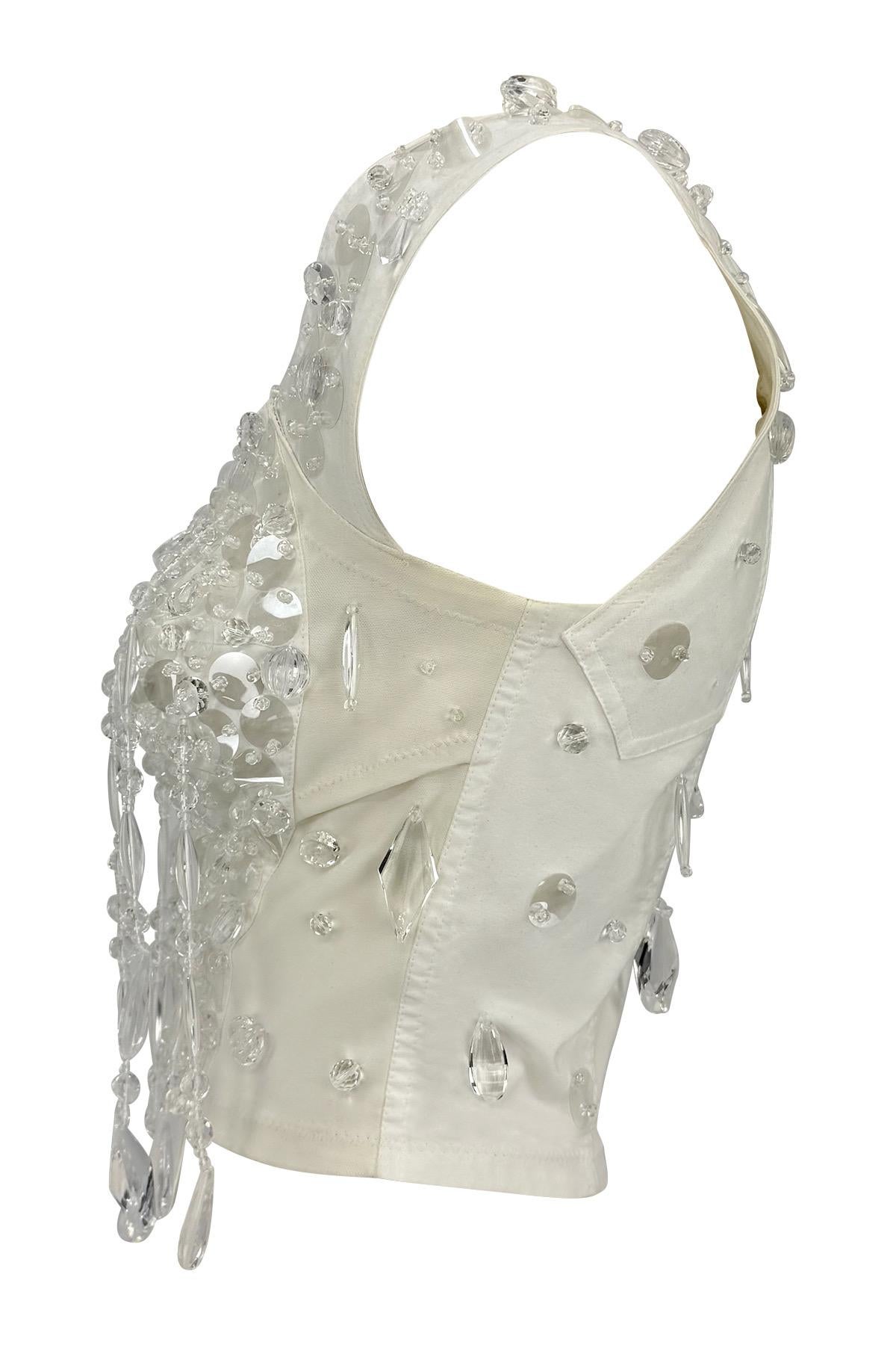 Donna P/E 1990 Dolce & Gabbana Top bustier con frange e cristalli in vendita
