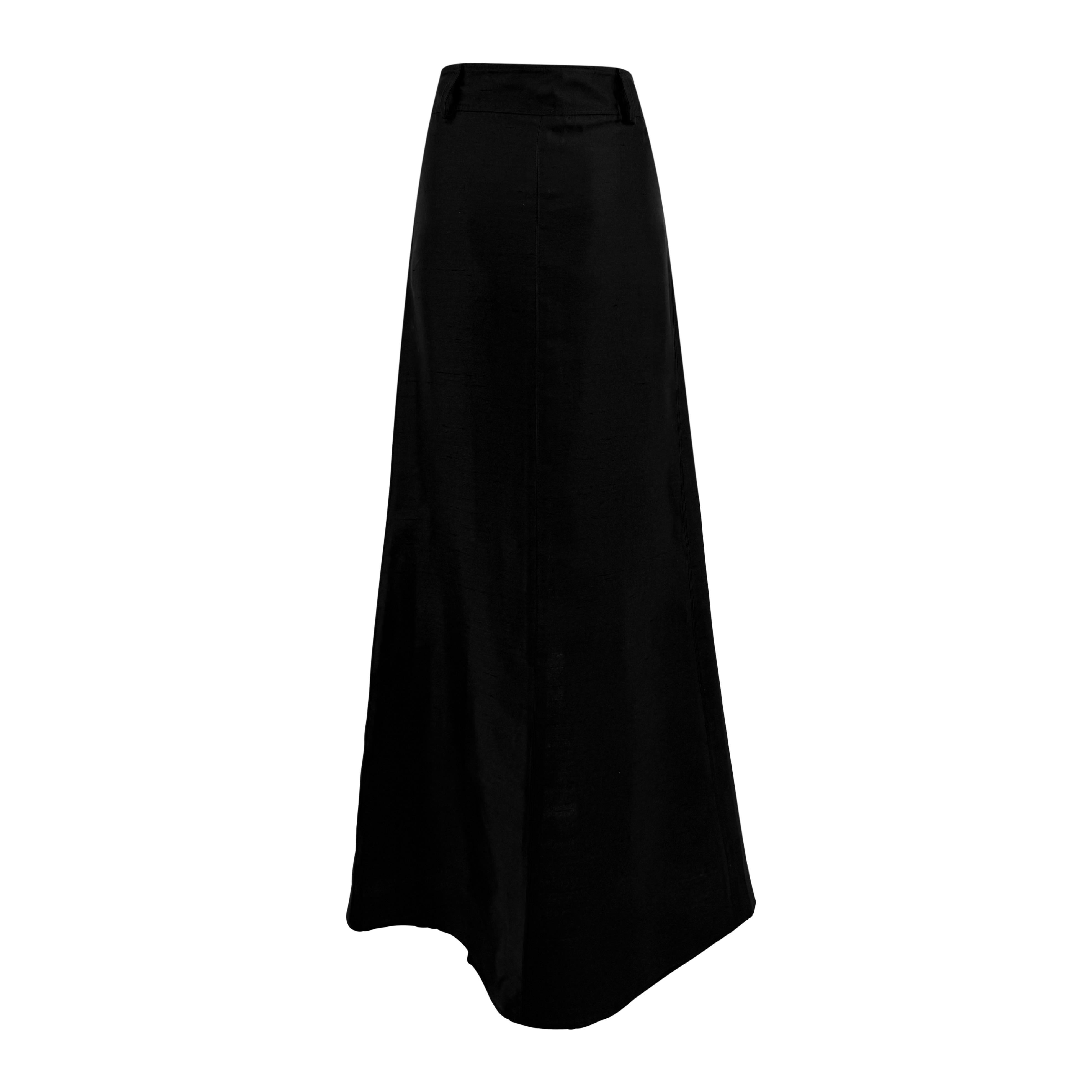 P/E 2003 Valentino Garavani Gonna Maxi in Seta Grezza Nera con Tasche Cargo in vendita 4