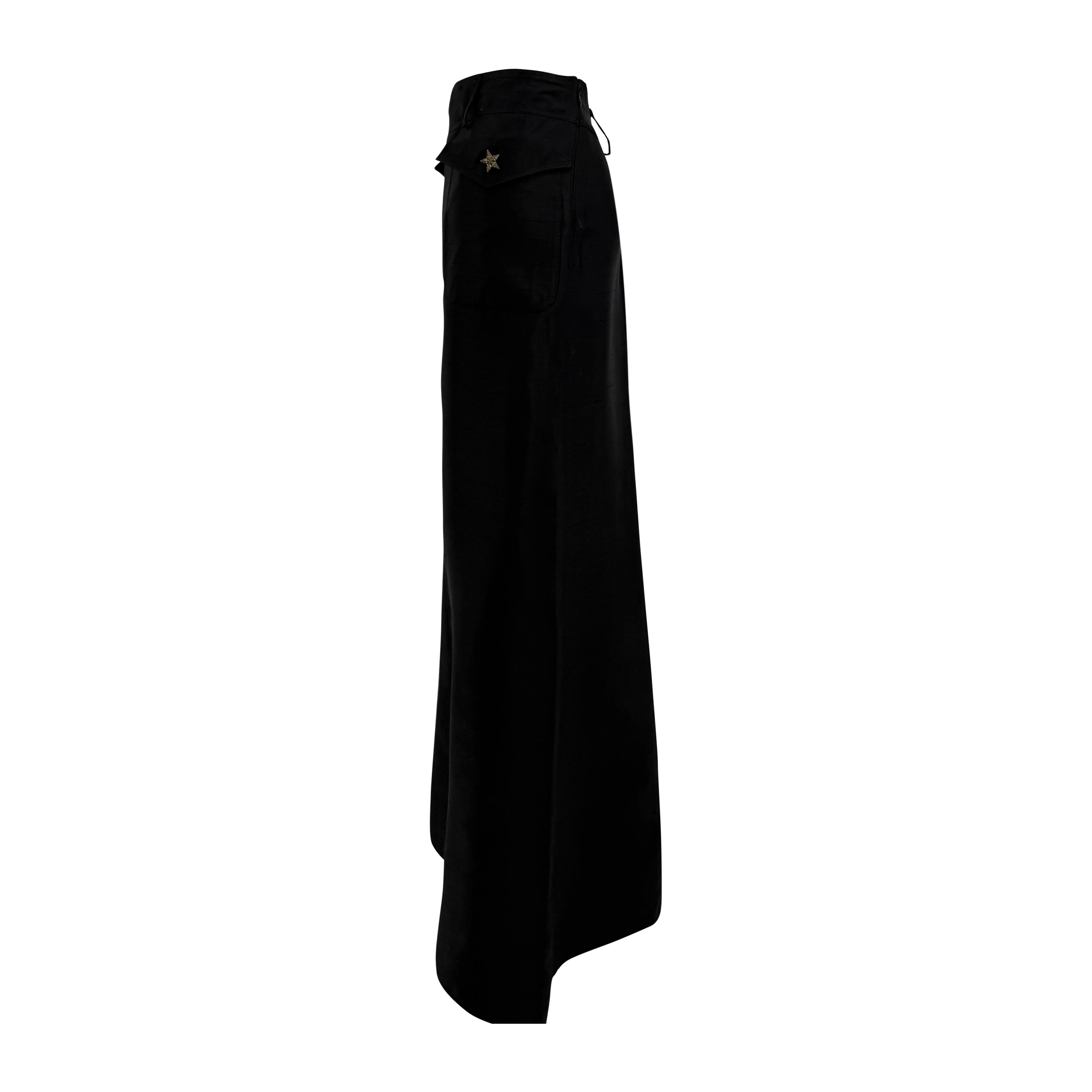P/E 2003 Valentino Garavani Gonna Maxi in Seta Grezza Nera con Tasche Cargo in vendita 5