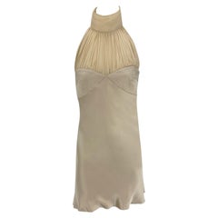 F/W 2001 Gianni Versace by Donatella Runway Champagne Satin Backless Flare Mini