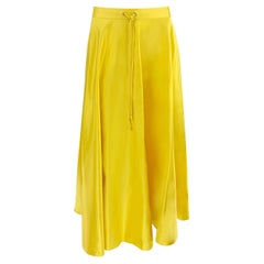 F/W 1999 Ralph Lauren Runway Yellow Silk Satin Drawstring Maxi Skirt