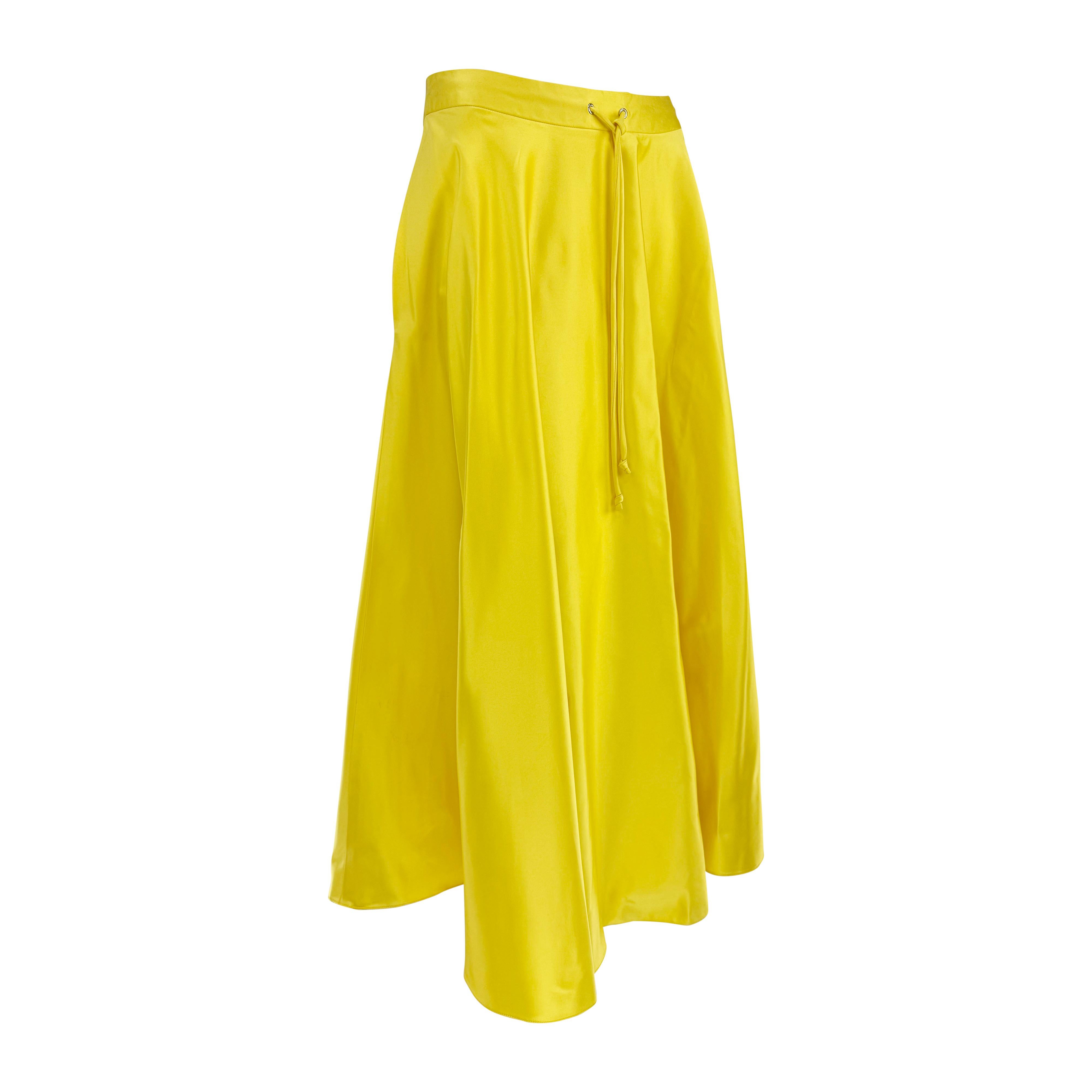 Maxi gonna con coulisse in raso di seta giallo della passerella Ralph Lauren A/I 1999 in vendita 3