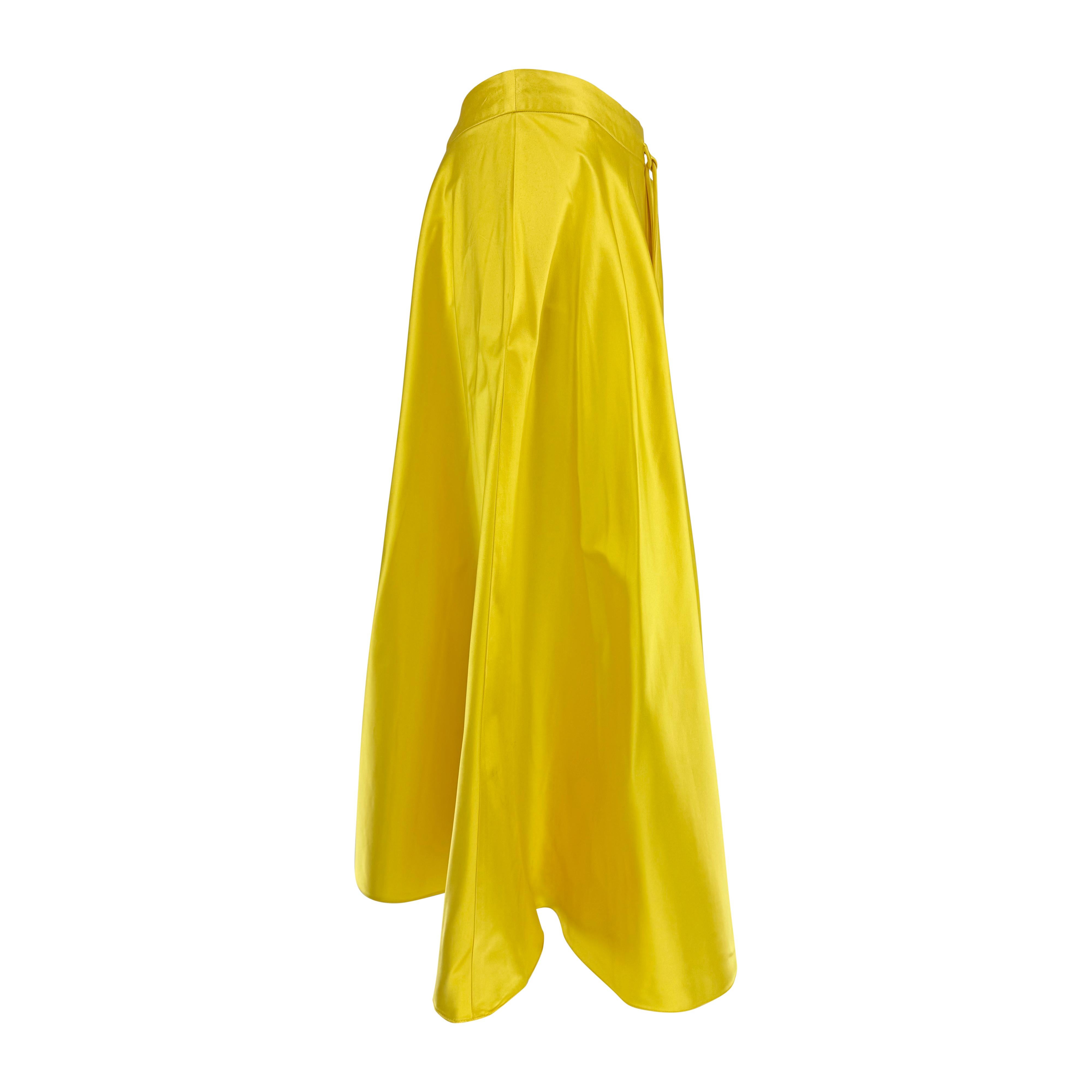 Maxi gonna con coulisse in raso di seta giallo della passerella Ralph Lauren A/I 1999 in vendita 2