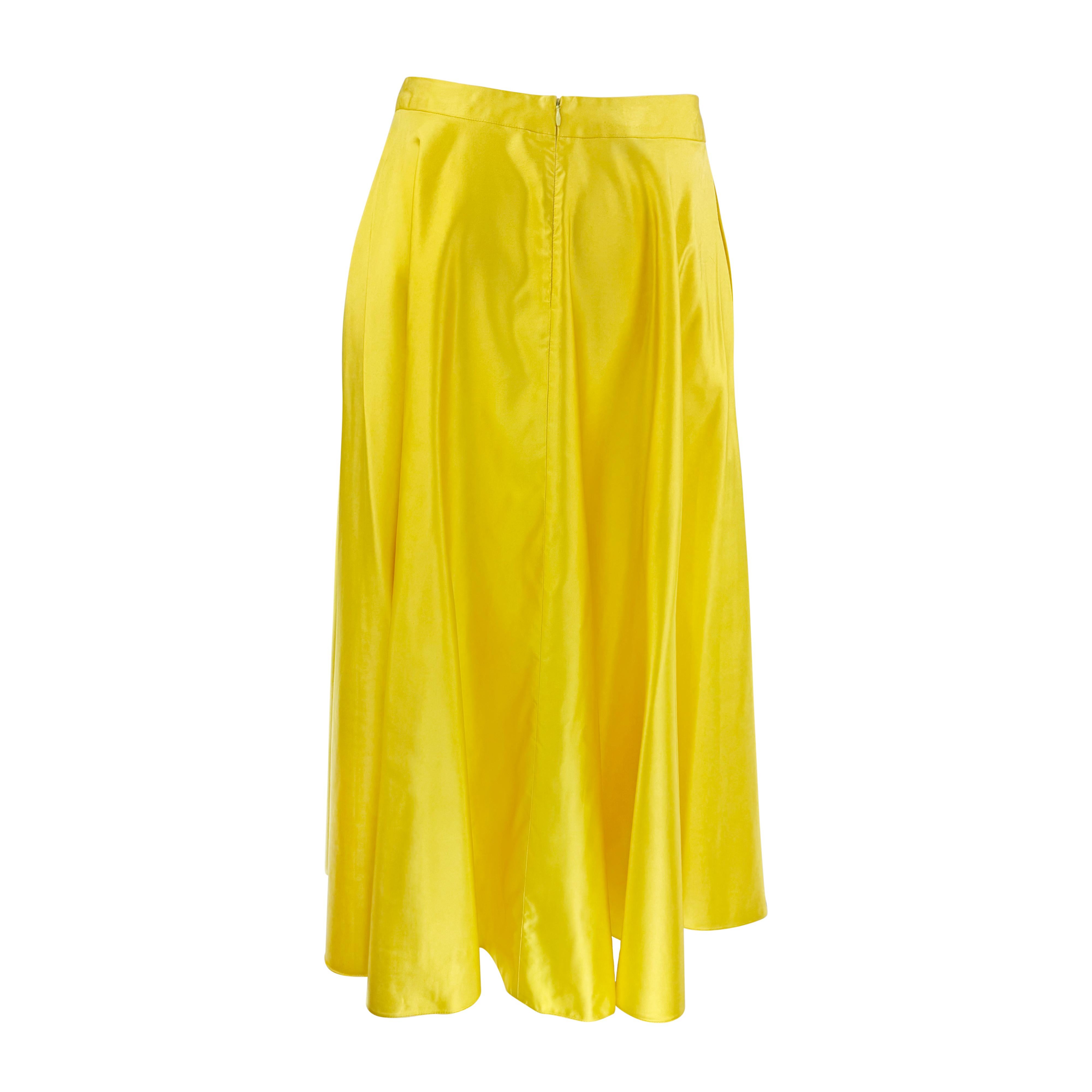 Maxi gonna con coulisse in raso di seta giallo della passerella Ralph Lauren A/I 1999 in vendita 1