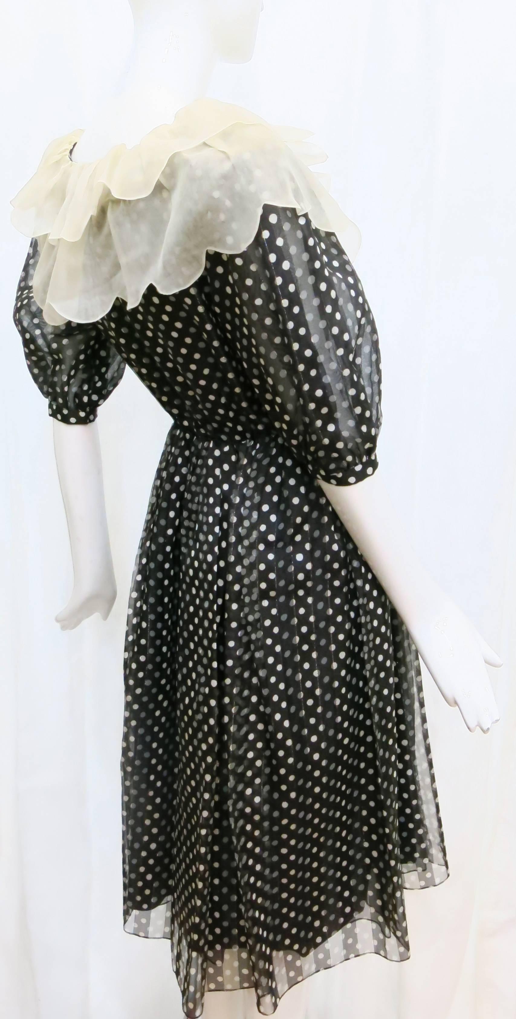 Black White Polka Dot Silk Cocktail Dress 2
