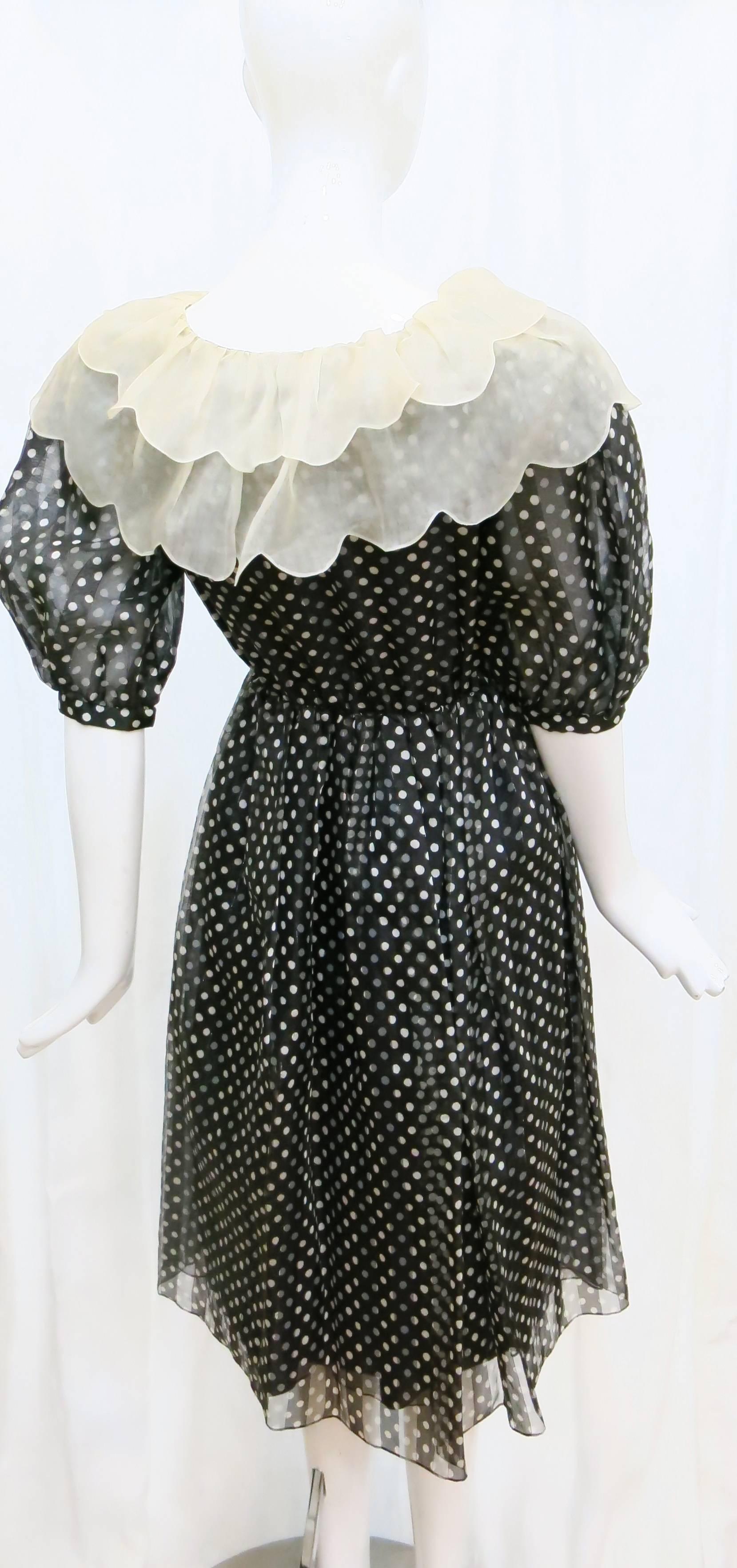 Black White Polka Dot Silk Cocktail Dress 1