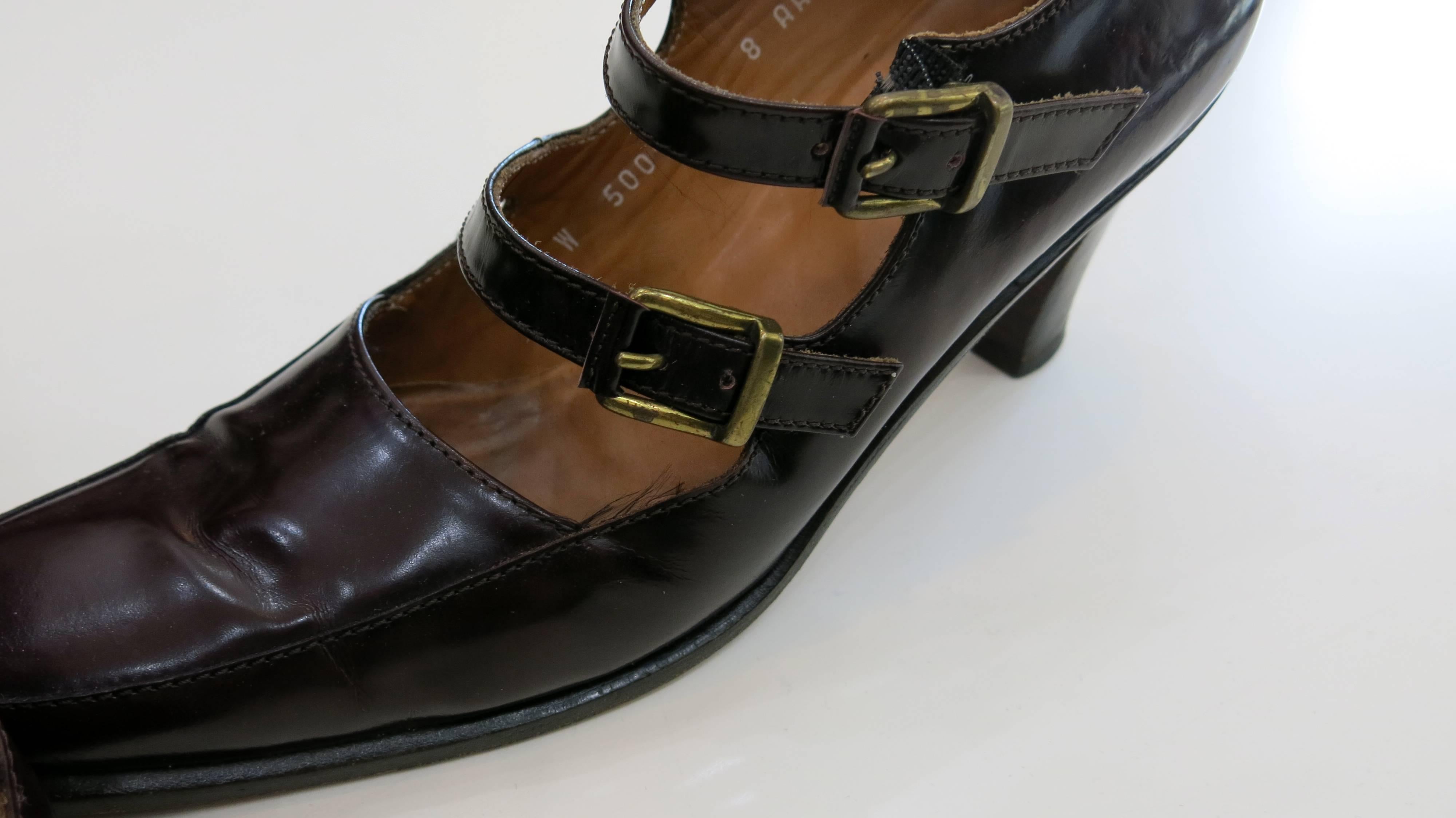 Black 1980s Ralph Lauren Collection Mary Janes For Sale