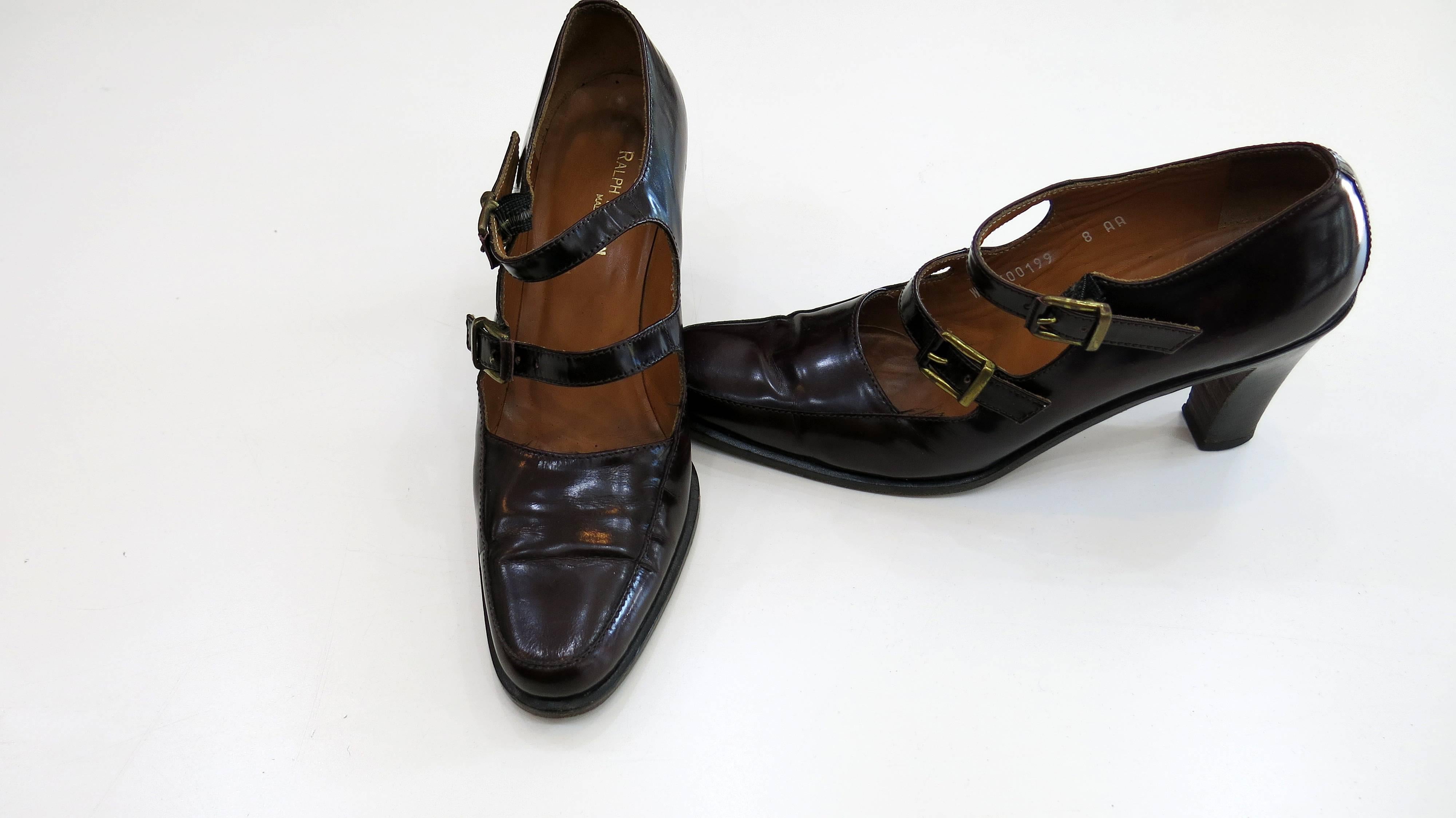 1980s Ralph Lauren Collection Mary Janes In Excellent Condition For Sale In Brooklyn, NY