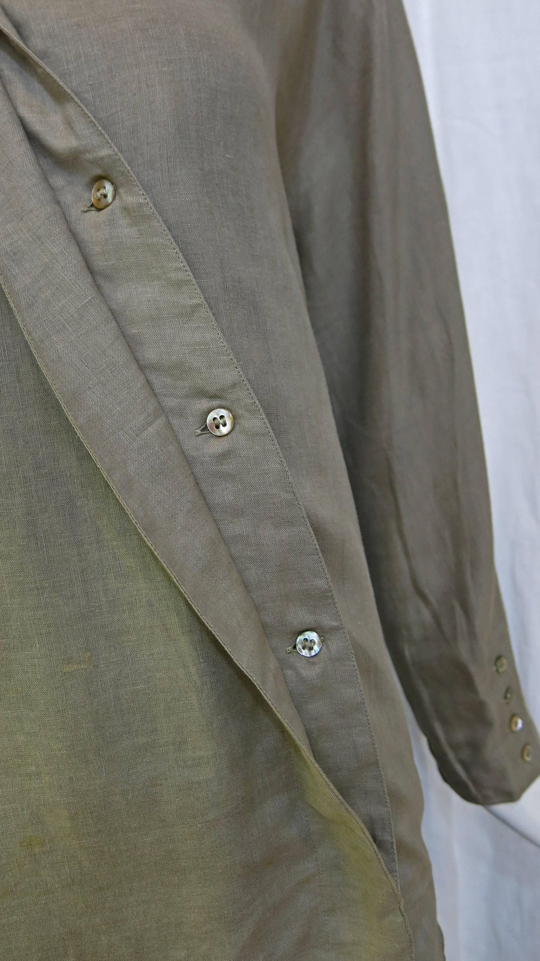Claude Montana Oversized Collar Linen Shirt, 1980s  In Excellent Condition In Brooklyn, NY