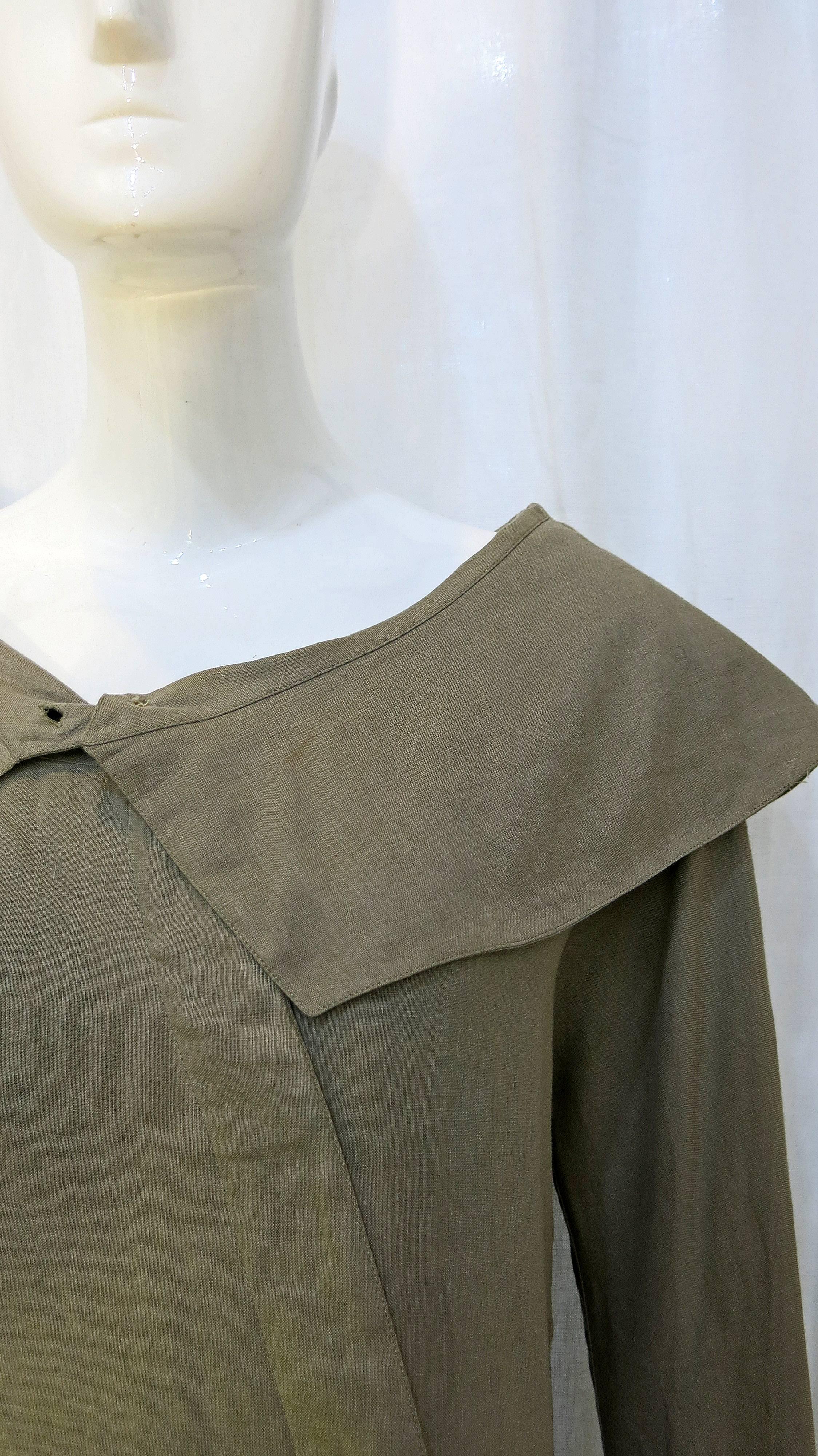 Gray Claude Montana Oversized Collar Linen Shirt, 1980s 