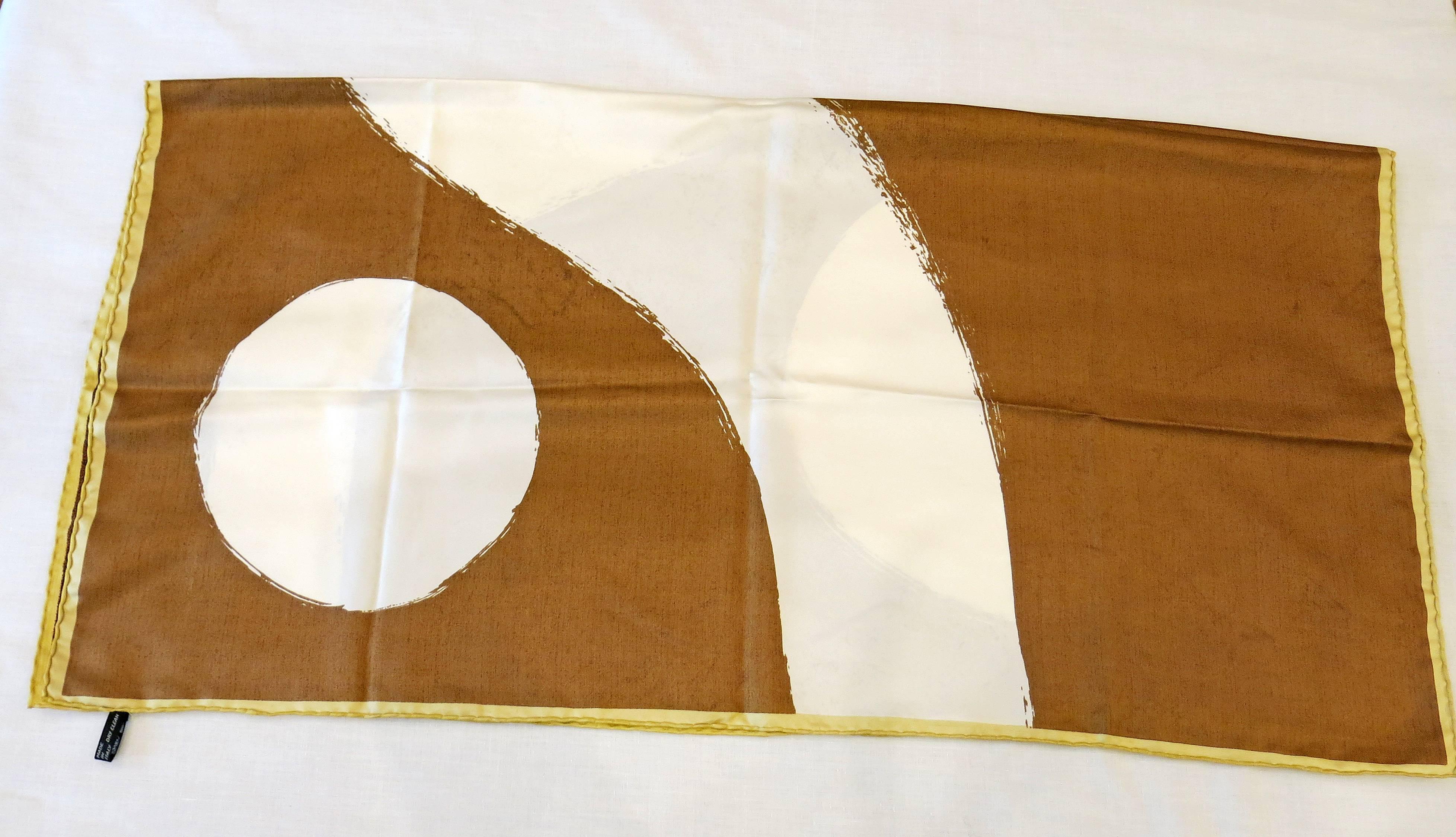 Balenciaga Abstract Brown & Cream Silk Scarf  In Excellent Condition For Sale In Brooklyn, NY