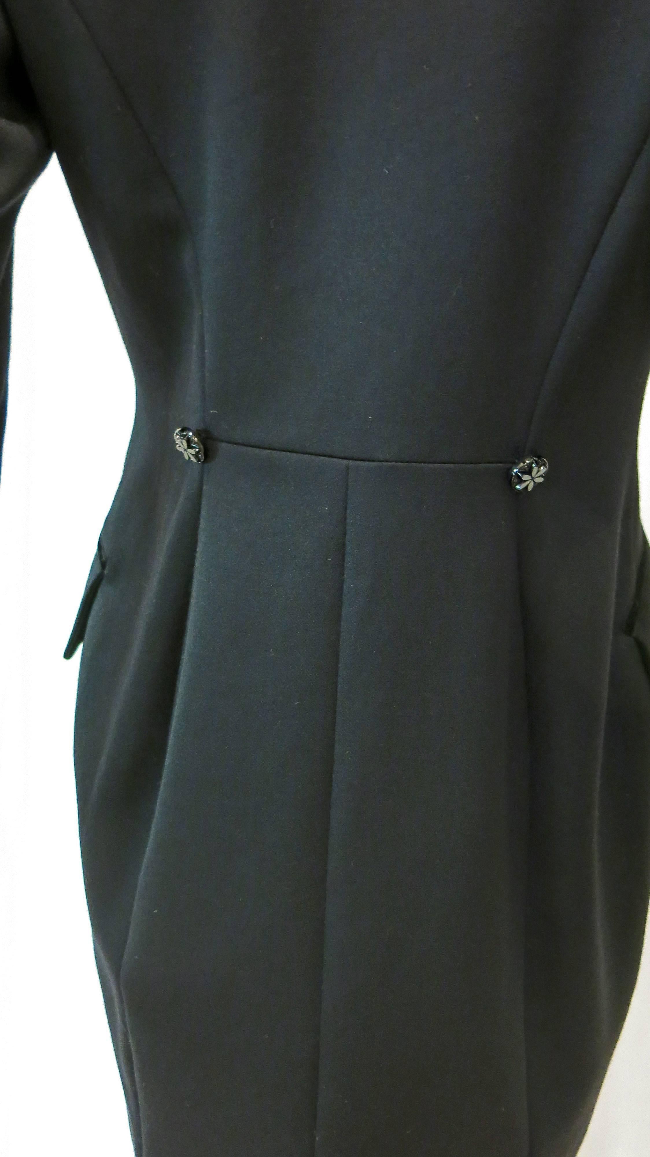 1990s Tracy Reese for Magaschoni Black Blazer Dress with Velvet For Sale 3
