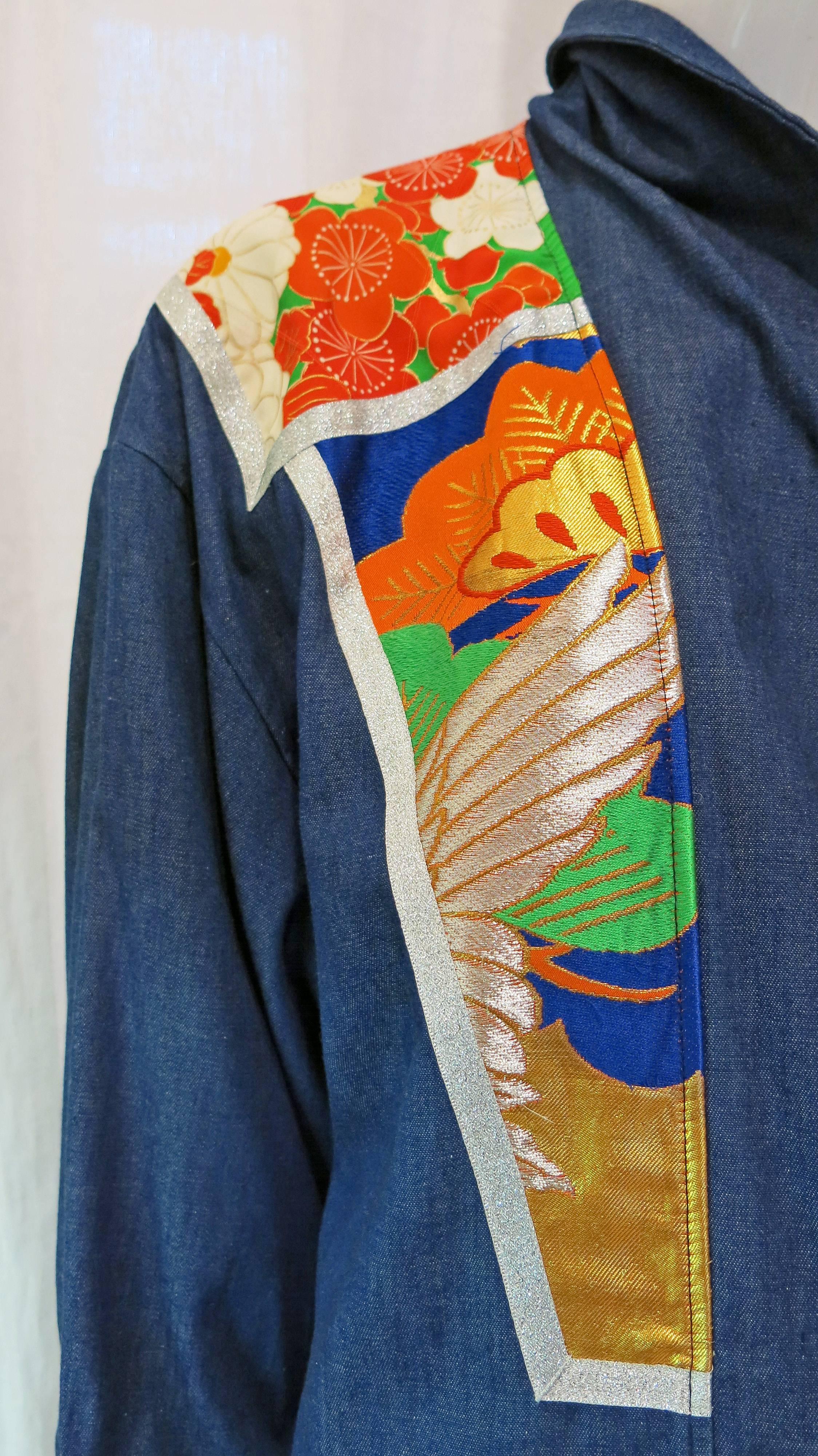 1990s Sachi Japanese Textile Denim Jacket In Excellent Condition For Sale In Brooklyn, NY