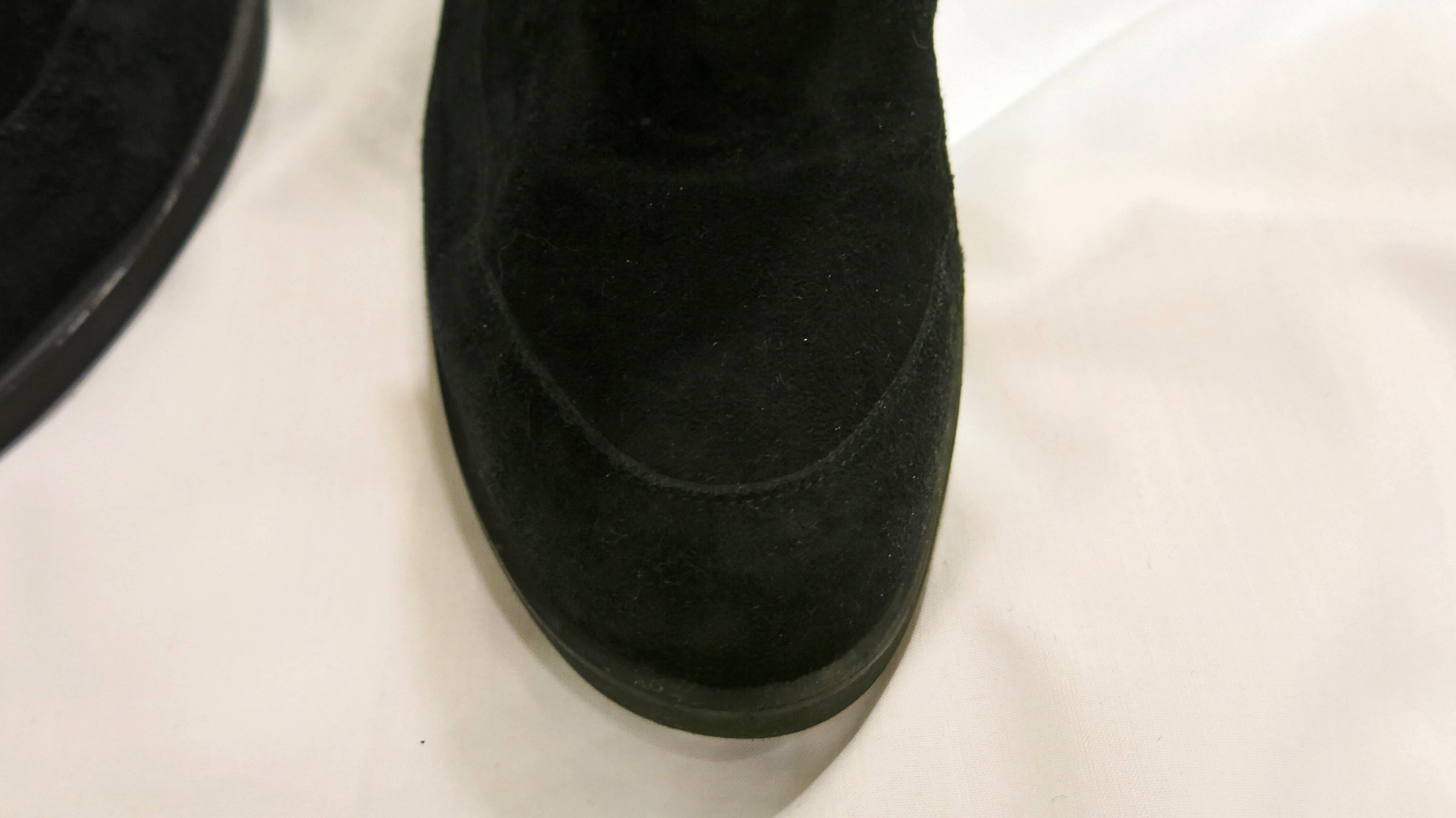 DKNY 1990s Black Suede Lace Up Heeled Boots Size 8 For Sale 1