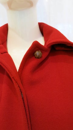 Calvin Klein Full Length Red Wool Coat