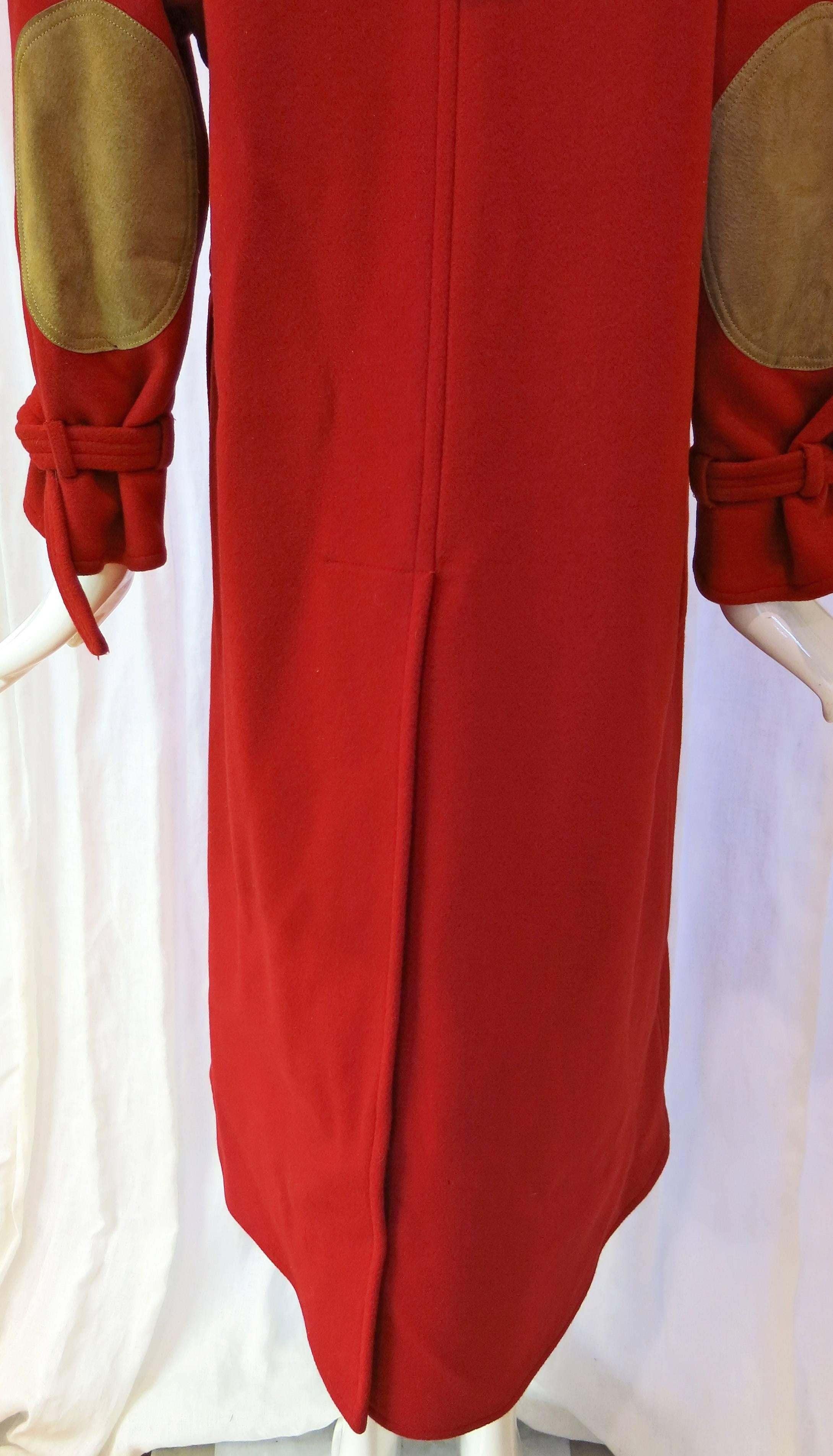 Calvin Klein Full Length Red Wool Coat For Sale 2