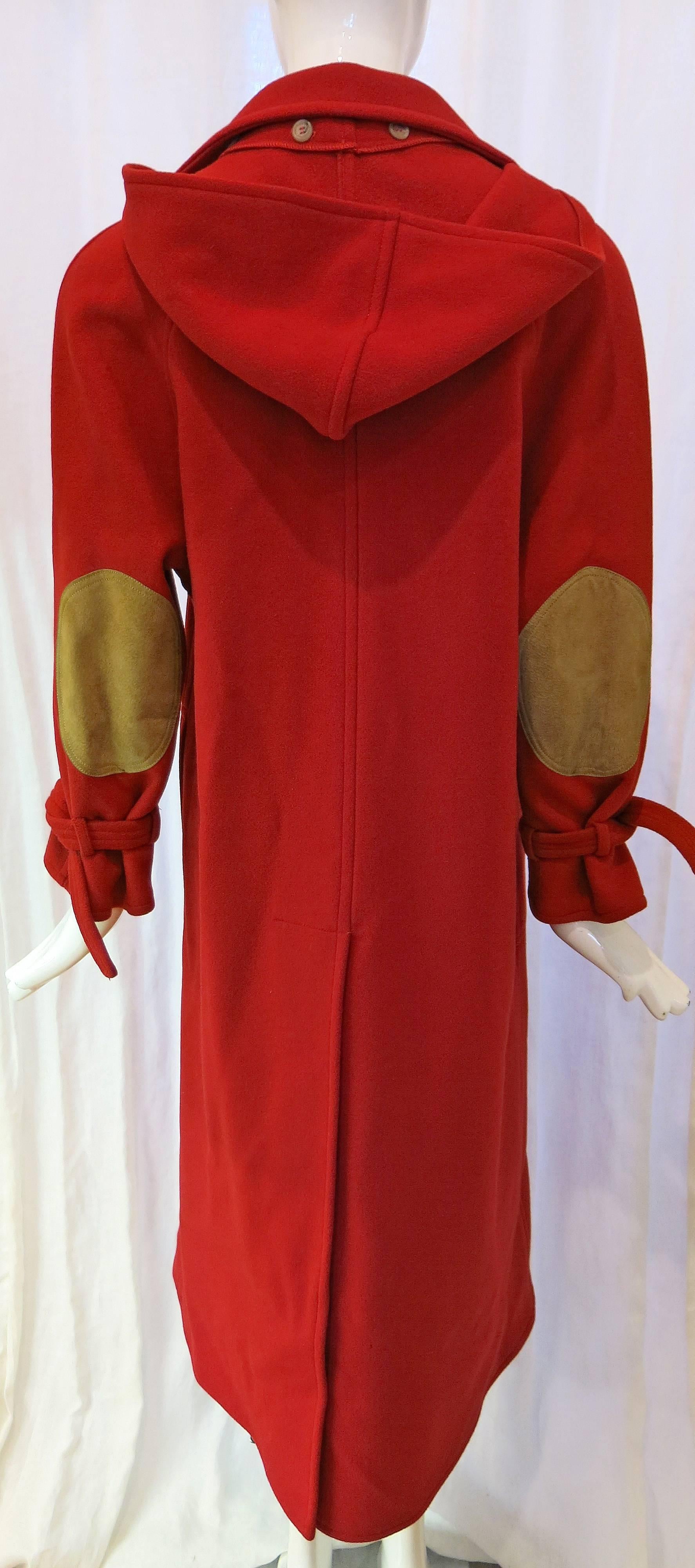 Women's or Men's Calvin Klein Full Length Red Wool Coat For Sale